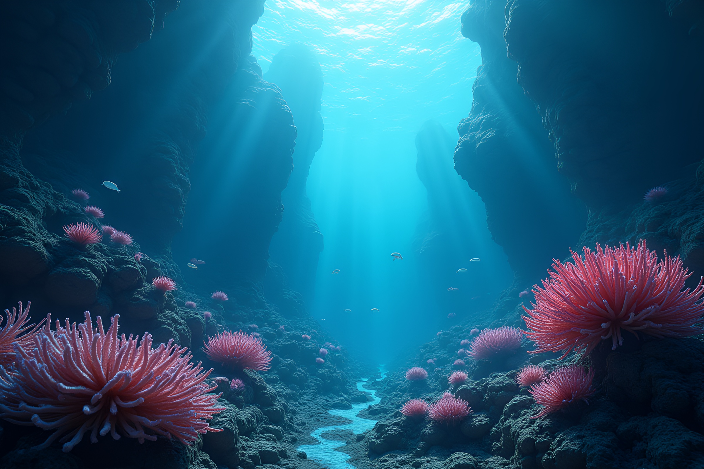 Ethereal Alien Coral Forest Digital Painting – free AI stock image