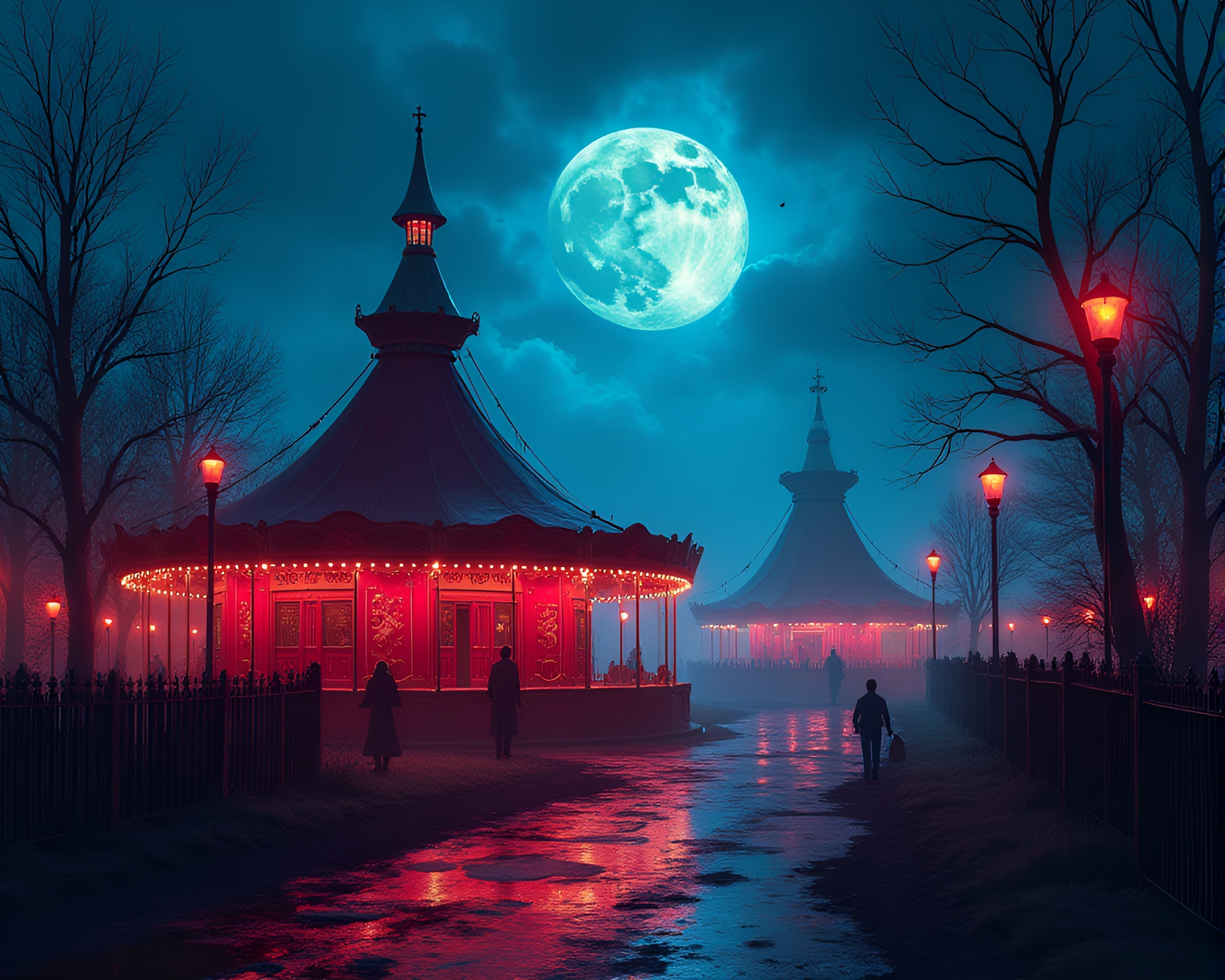 Ethereal Spectral Carnival Night Scene with Abstract Art Elements – free AI stock image
