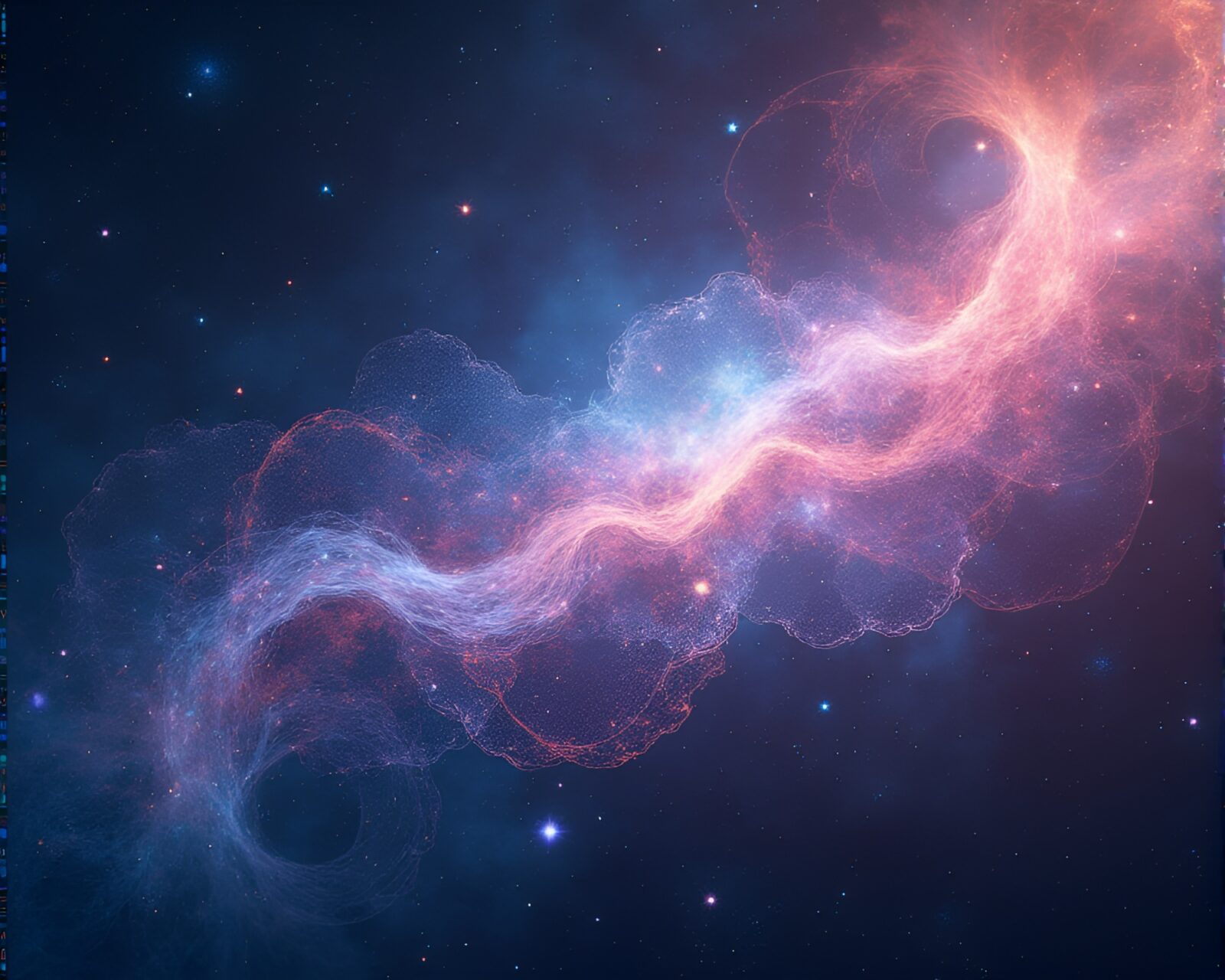 Intricate patterns and vibrant colors of cosmic threads in space
