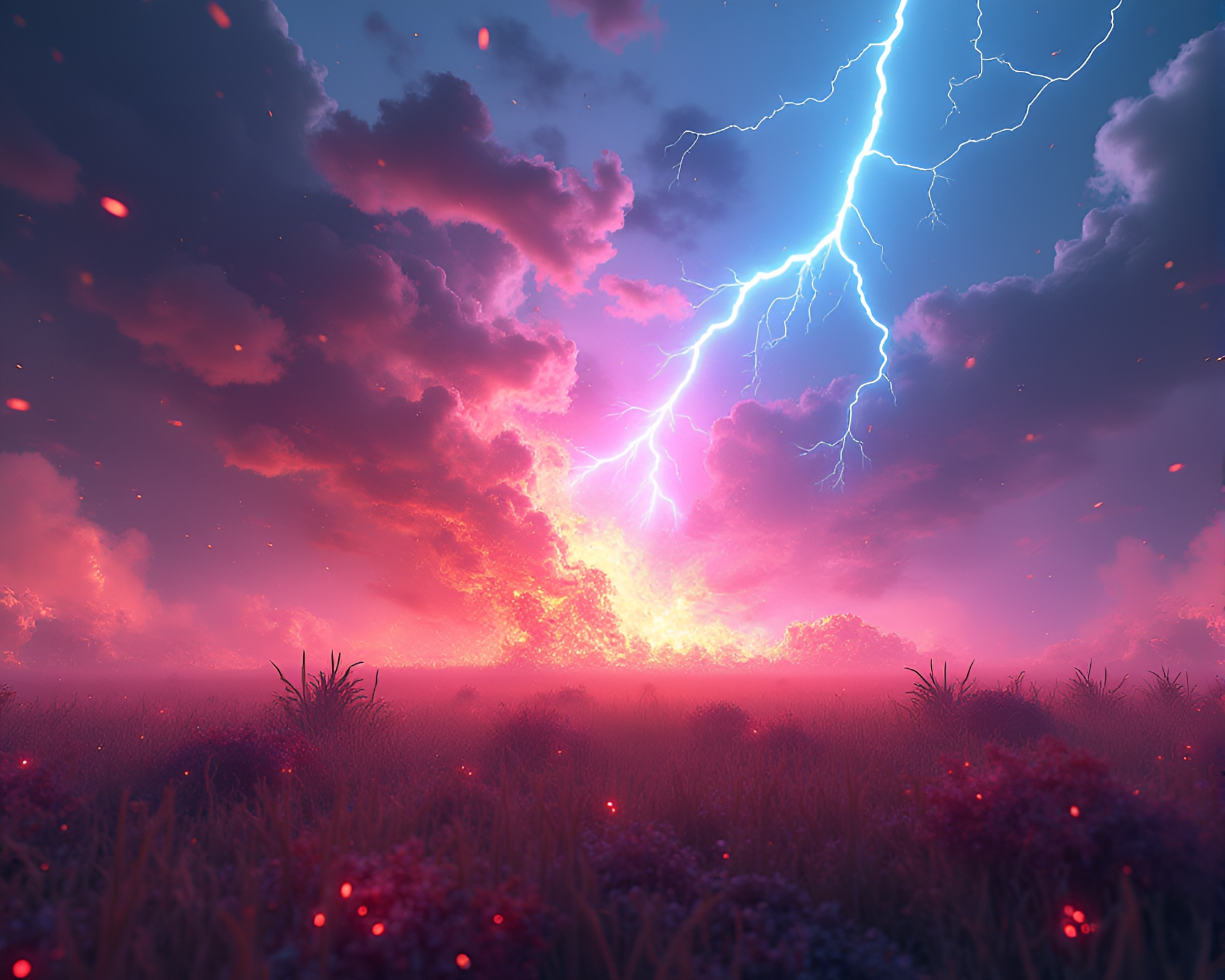 Spectral Light Show on the Battlefield – free AI stock image
