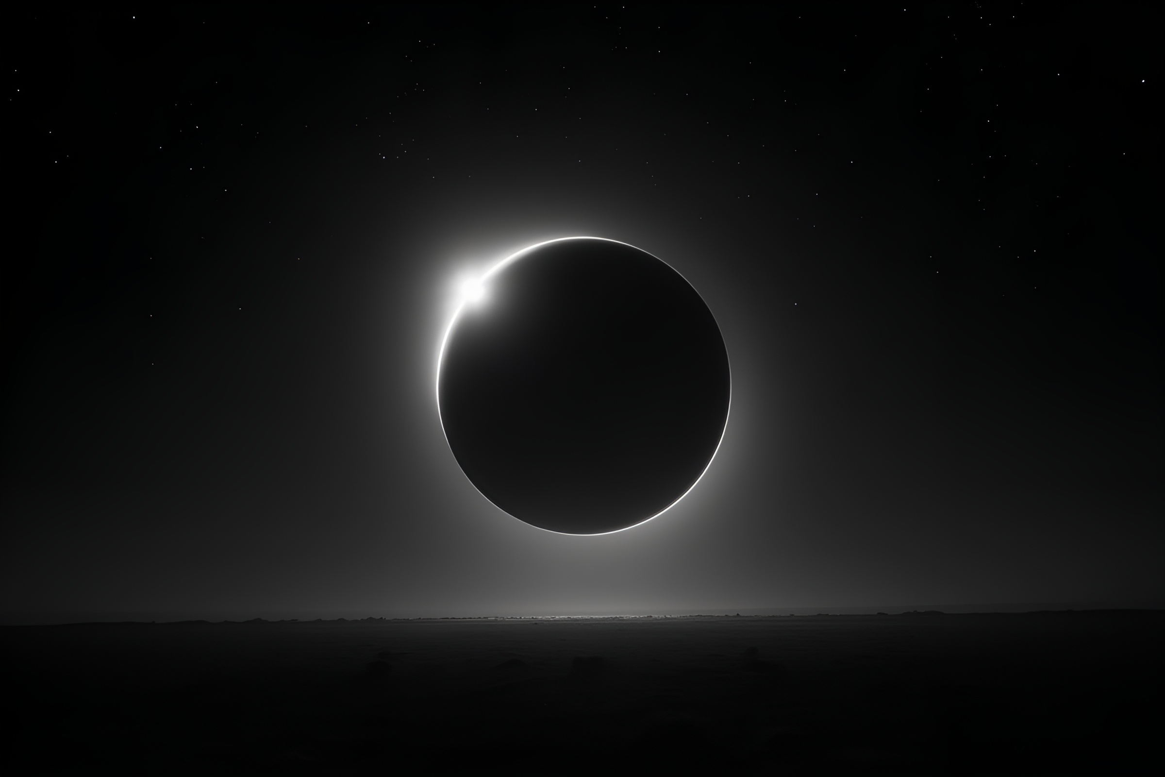 Eerie Solar Eclipse Over Desolate Landscape – free AI stock image