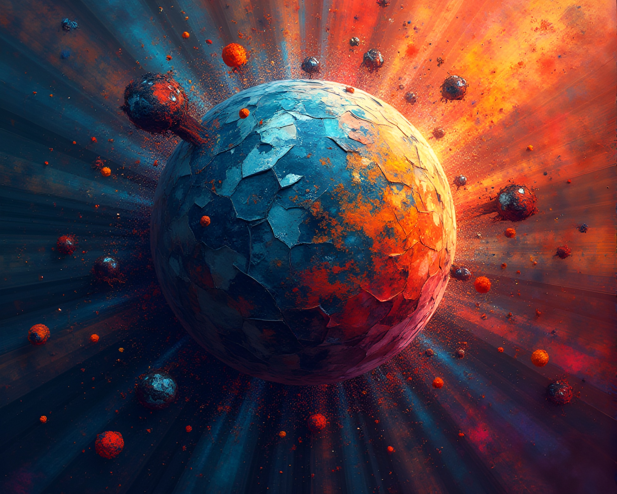 Abstract Shattered Planet Surface in Modern Art Style – free AI stock image