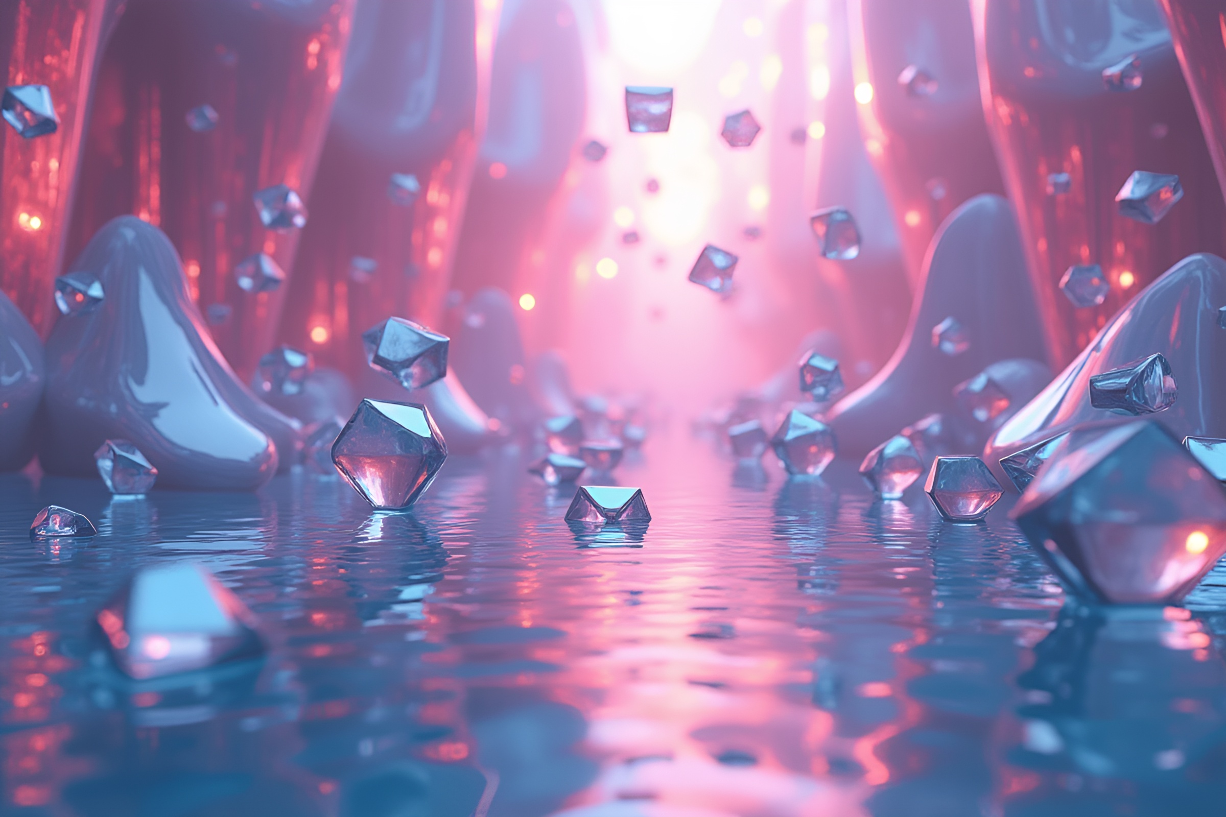 Reflective Acrylic Geometric Shapes Surreal Art – free AI stock image