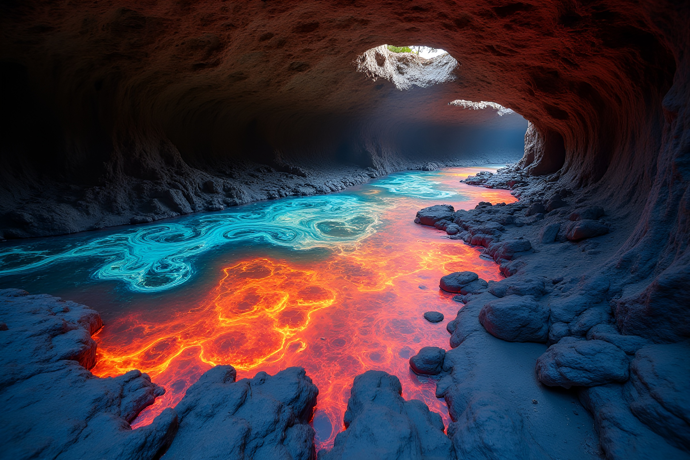 Vibrant Abstract Volcanic Glass Plains Landscape – free AI stock image