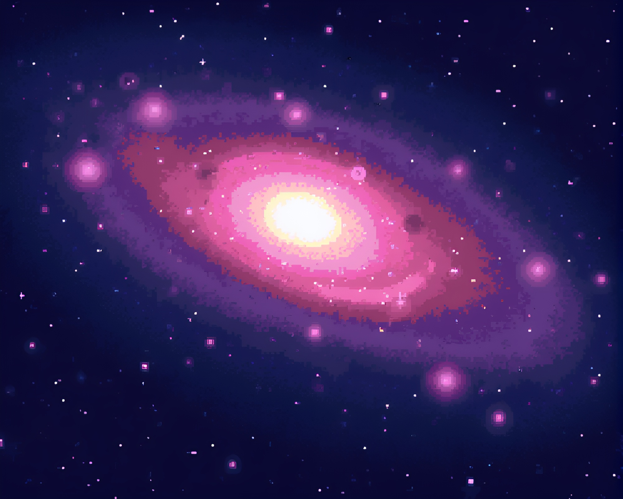 Cosmic Nebula in Vintage Pixel Art Style – free AI stock image