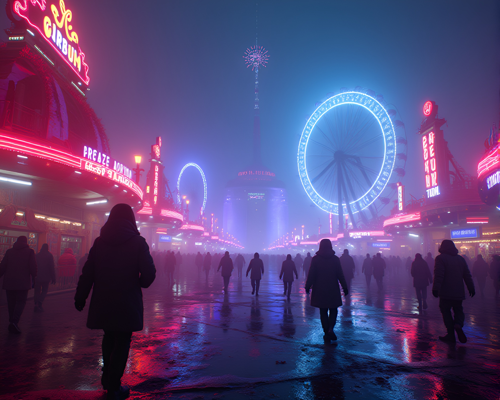 Spectral Carnival Awash in Futuristic Neon Lights – free AI stock image