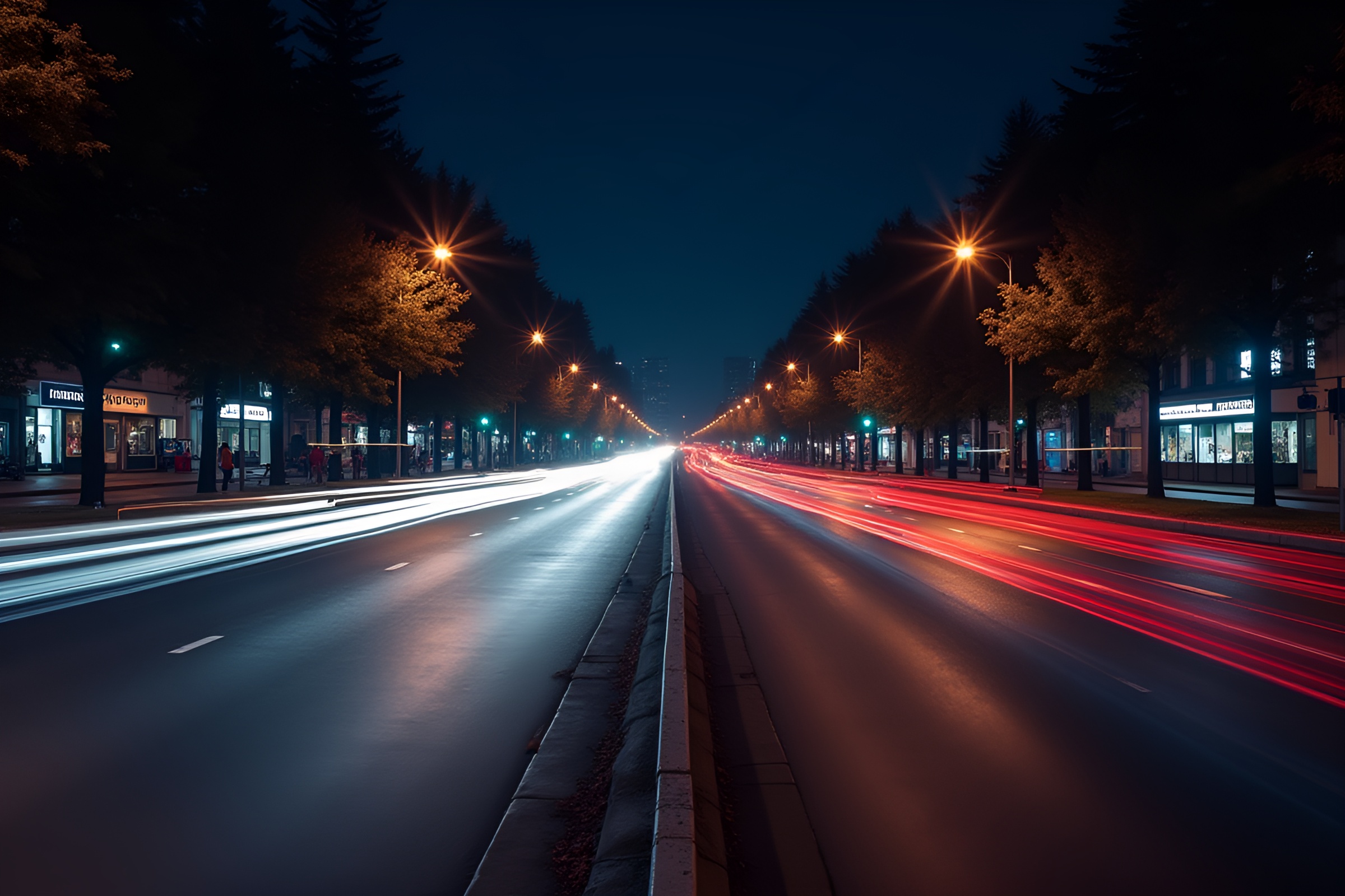 Surreal Urban Night Cityscape with Long Exposure – free AI stock image
