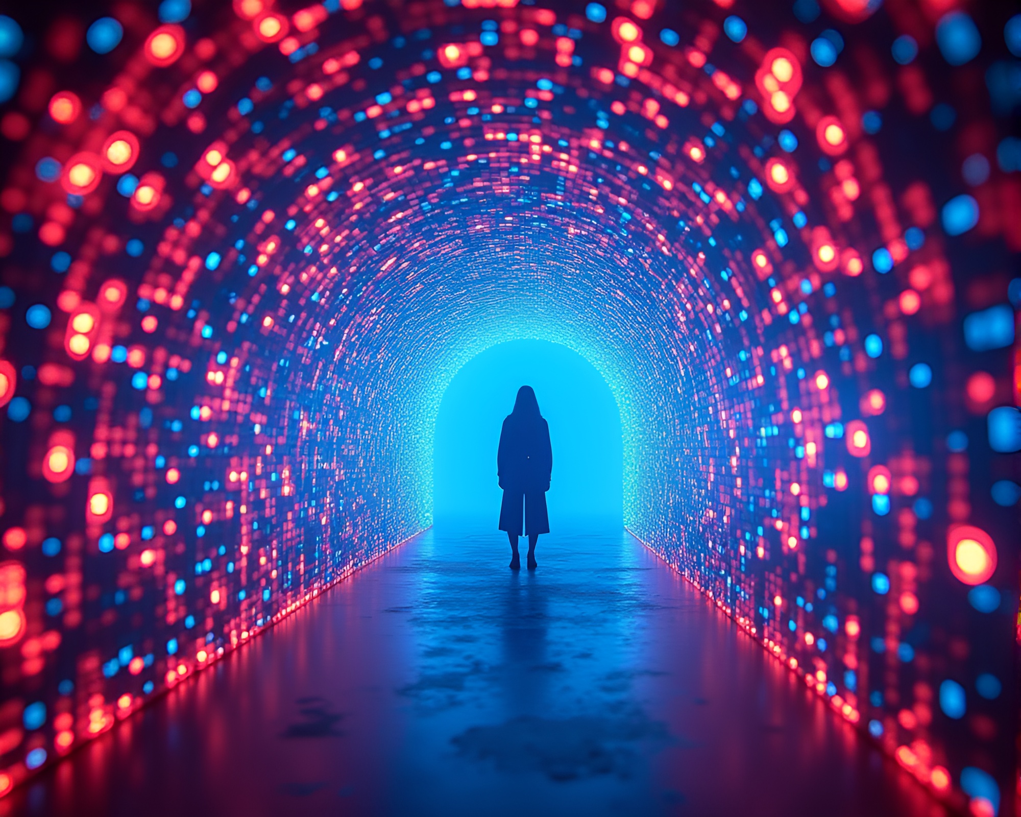Mesmerizing Kinetic Light Tunnel with Mystical Patterns – free AI stock image