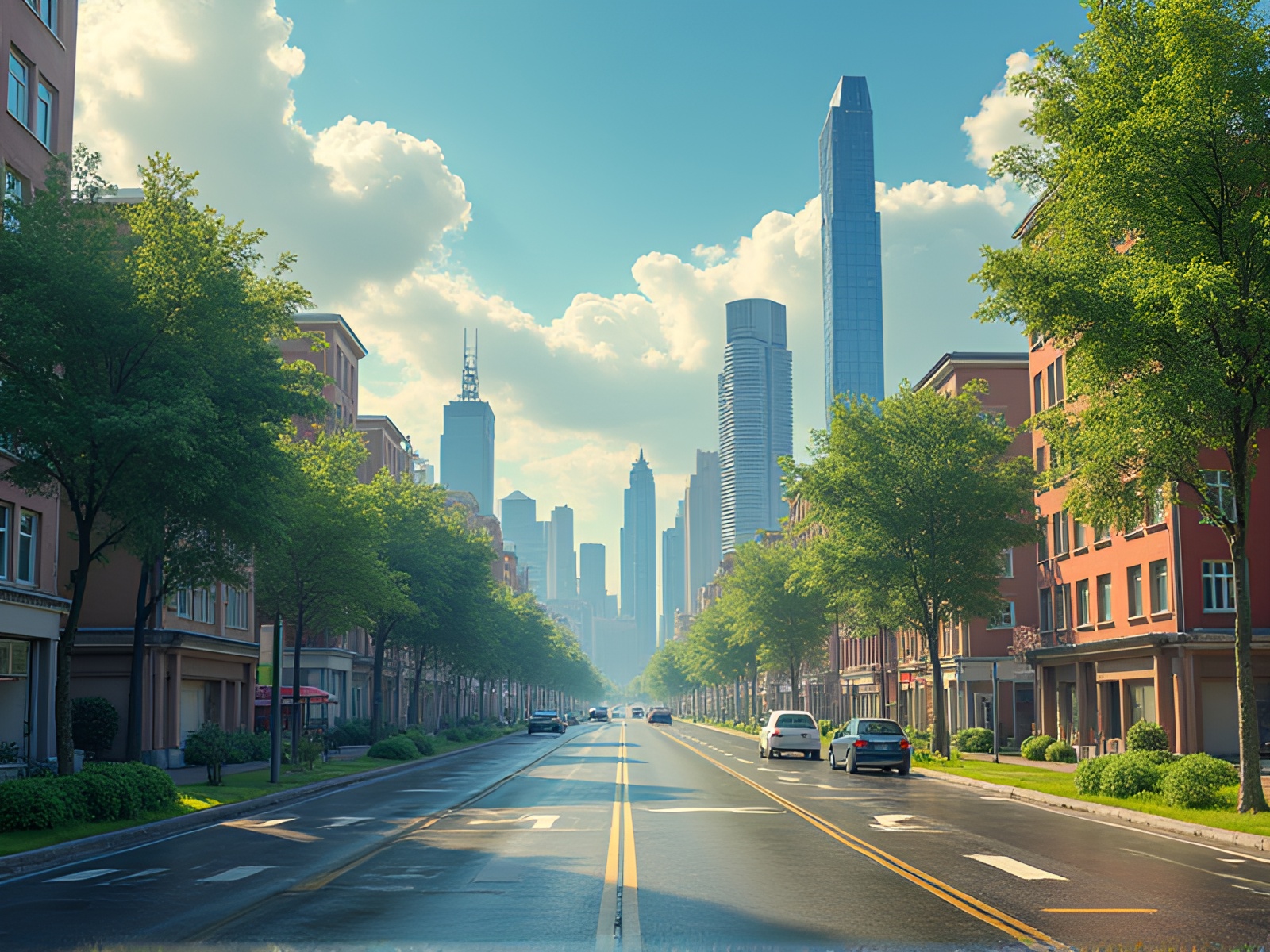 Surreal Cubist Cityscape: A Dreamy Time-Lapse Vision – free AI stock image