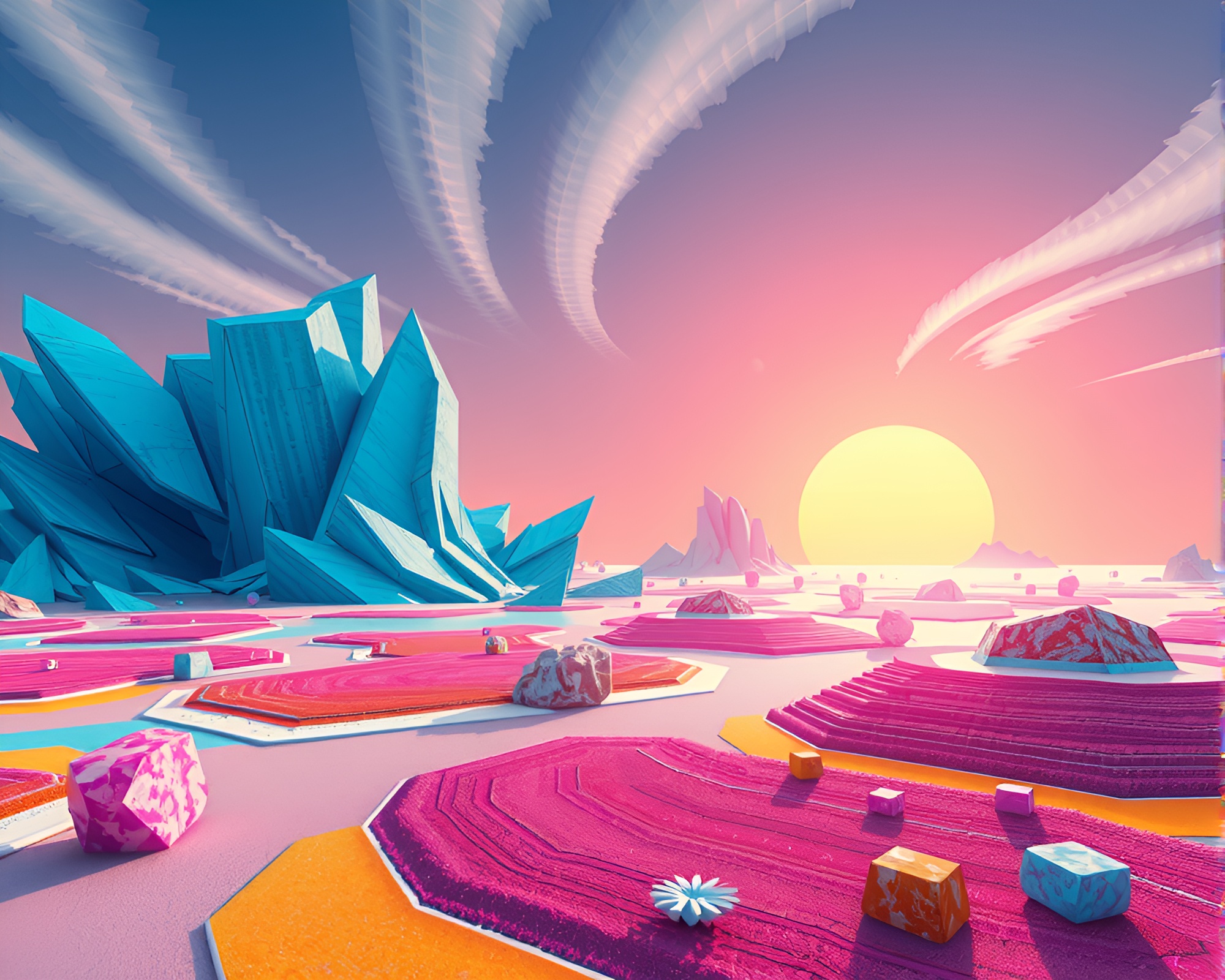 Vibrant Crystal Desert in Otherworldly Landscape – free AI stock image