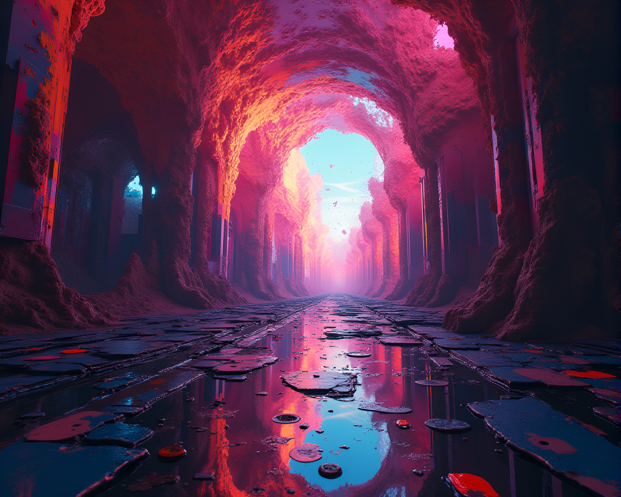 Melancholic Glitch Art Piece in Kaleidoscopic Dimension – free AI stock image