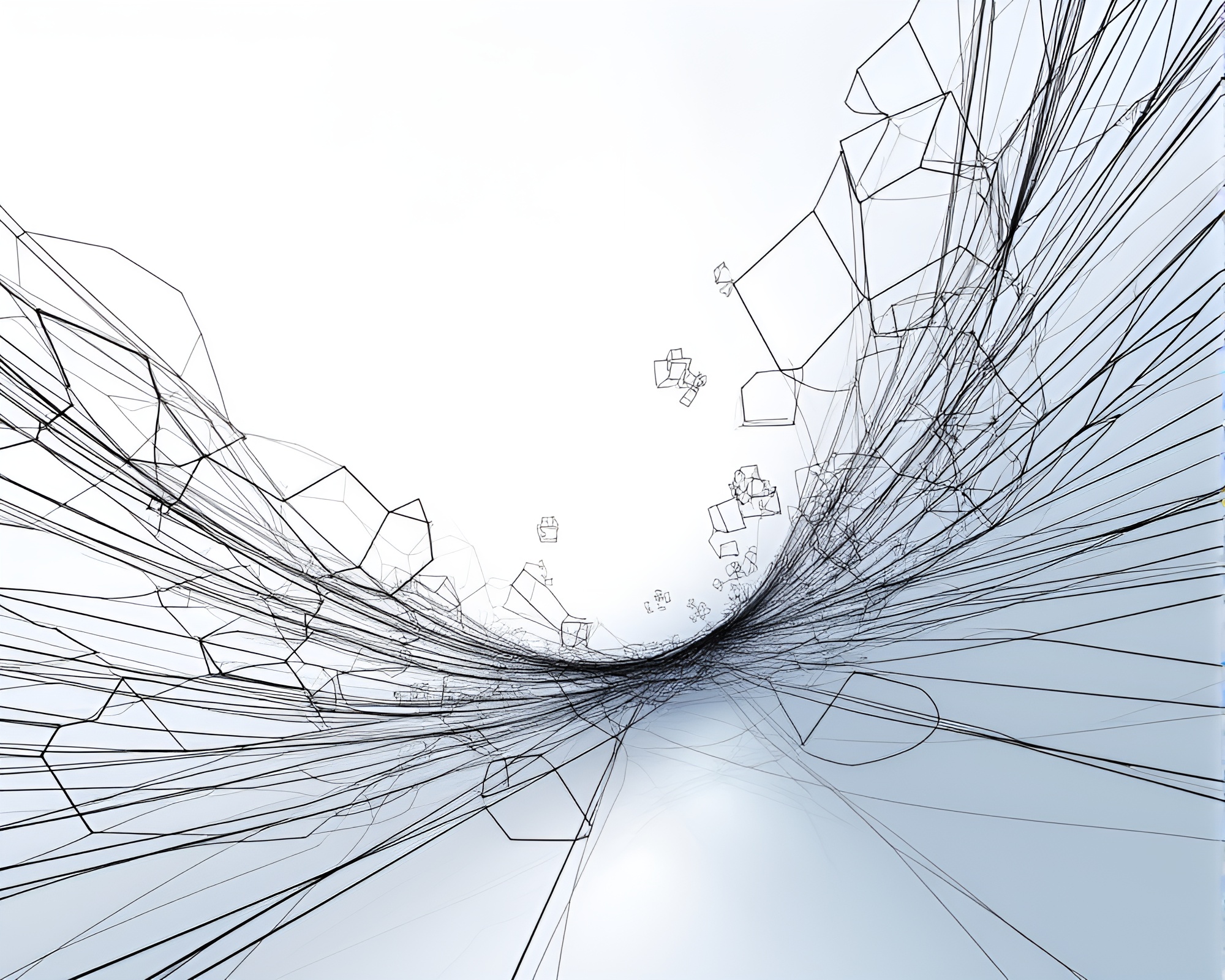 Mesmerizing Kinetic Line Drawing of Floating Geometric Shapes – free AI stock image