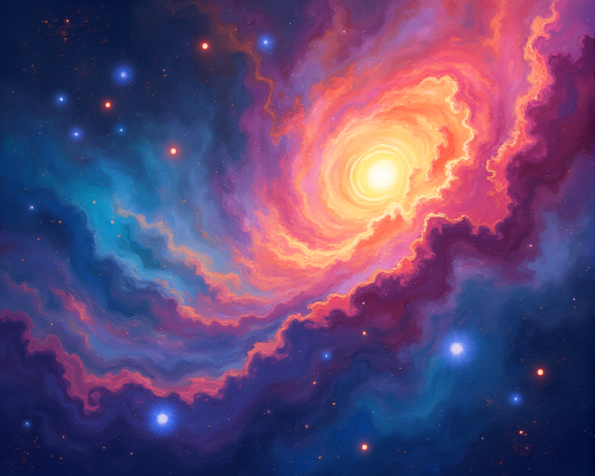 Whimsical Cosmic Gouache Illustration Sparkling with Vibrant Colors – free AI stock image