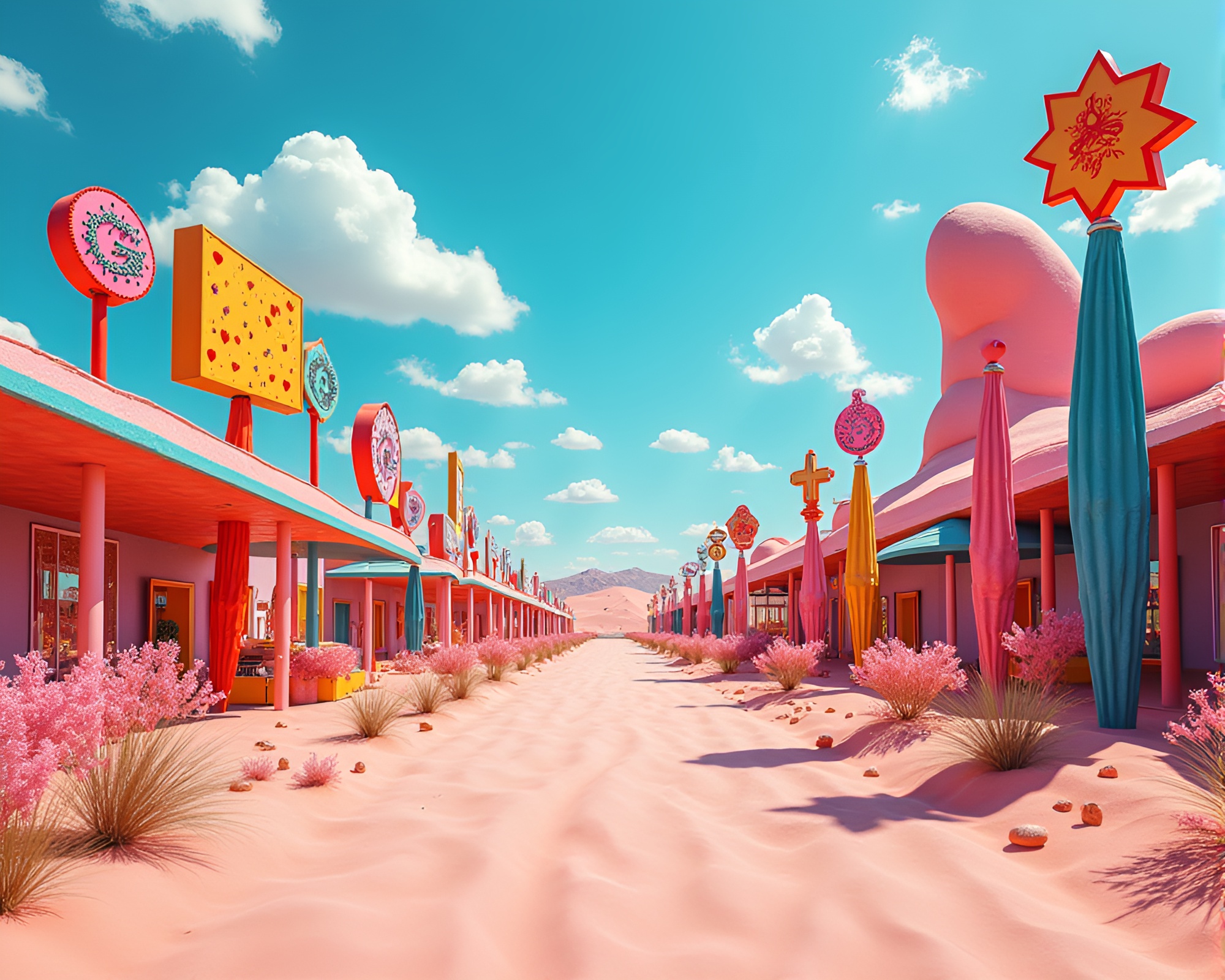 Vibrant Pop Art Style Futuristic Desert Landscape – free AI stock image