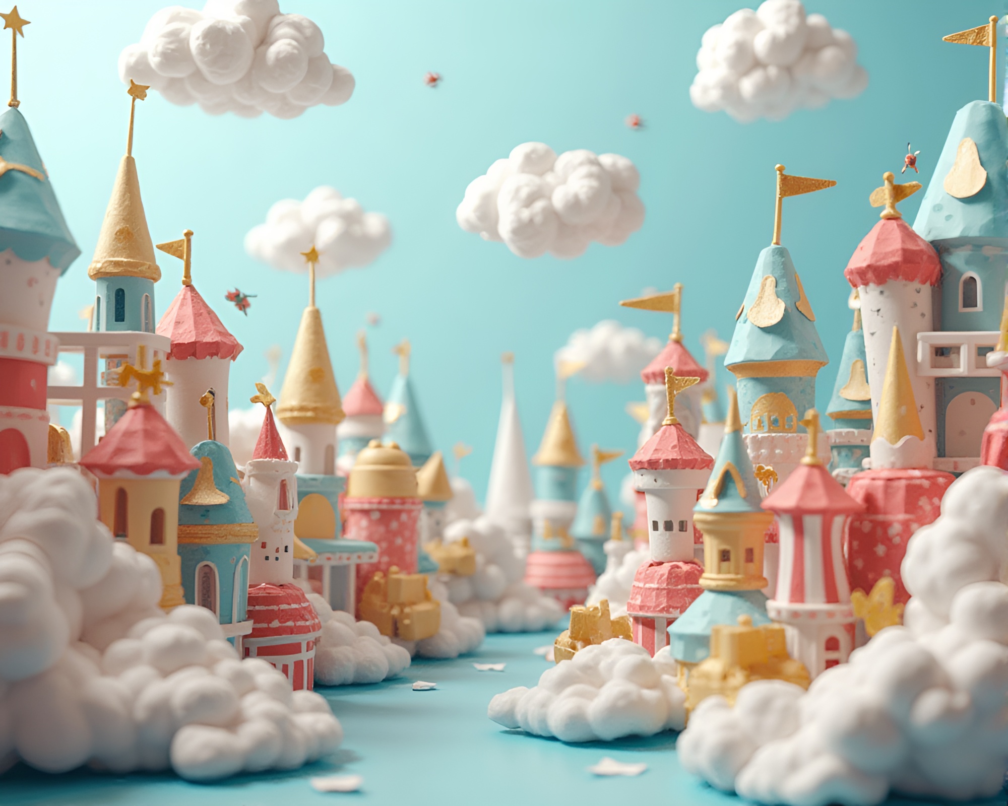 Origami Floating City with Playful Photomontage Collage Elements – free AI stock image