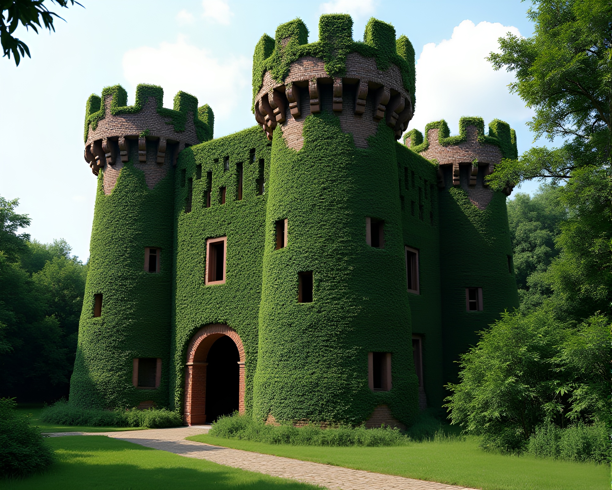 Majestic Ivy-Covered Fortress with Ancient Resonance – free AI stock image
