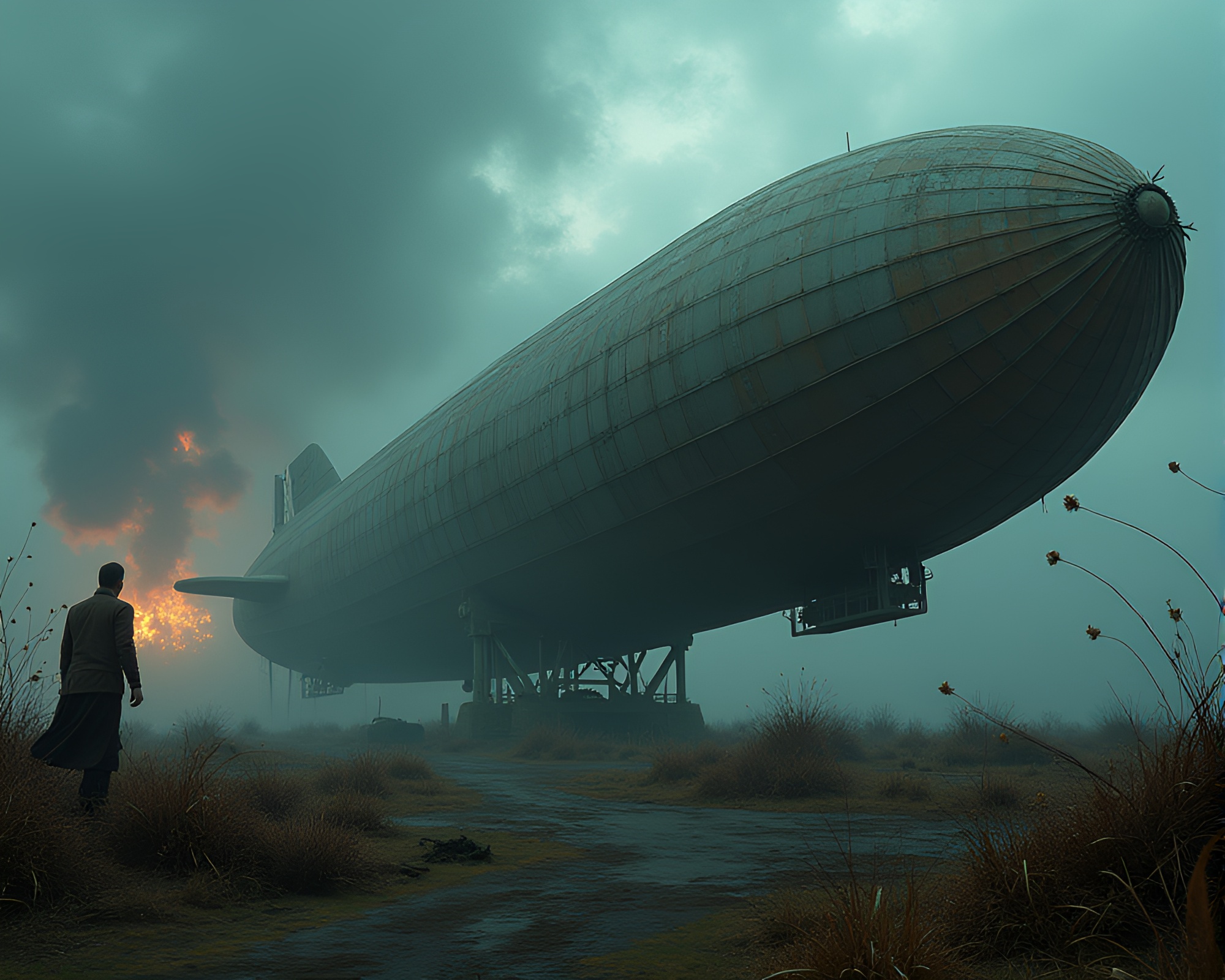Ethereal Macro Photograph of Deteriorating Zeppelin Graveyard – free AI stock image