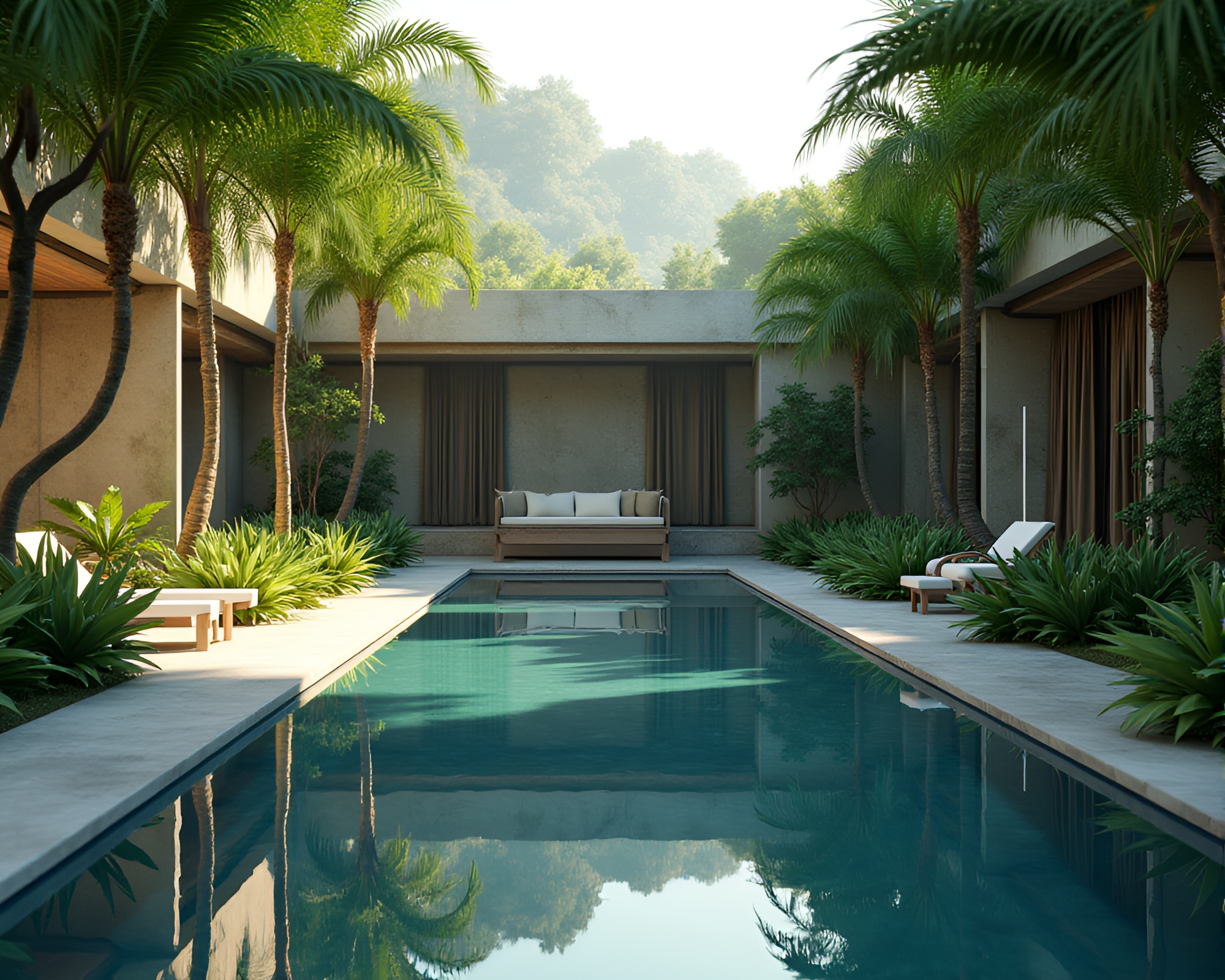 Surreal oasis mirroring in glassy pool – free AI stock image