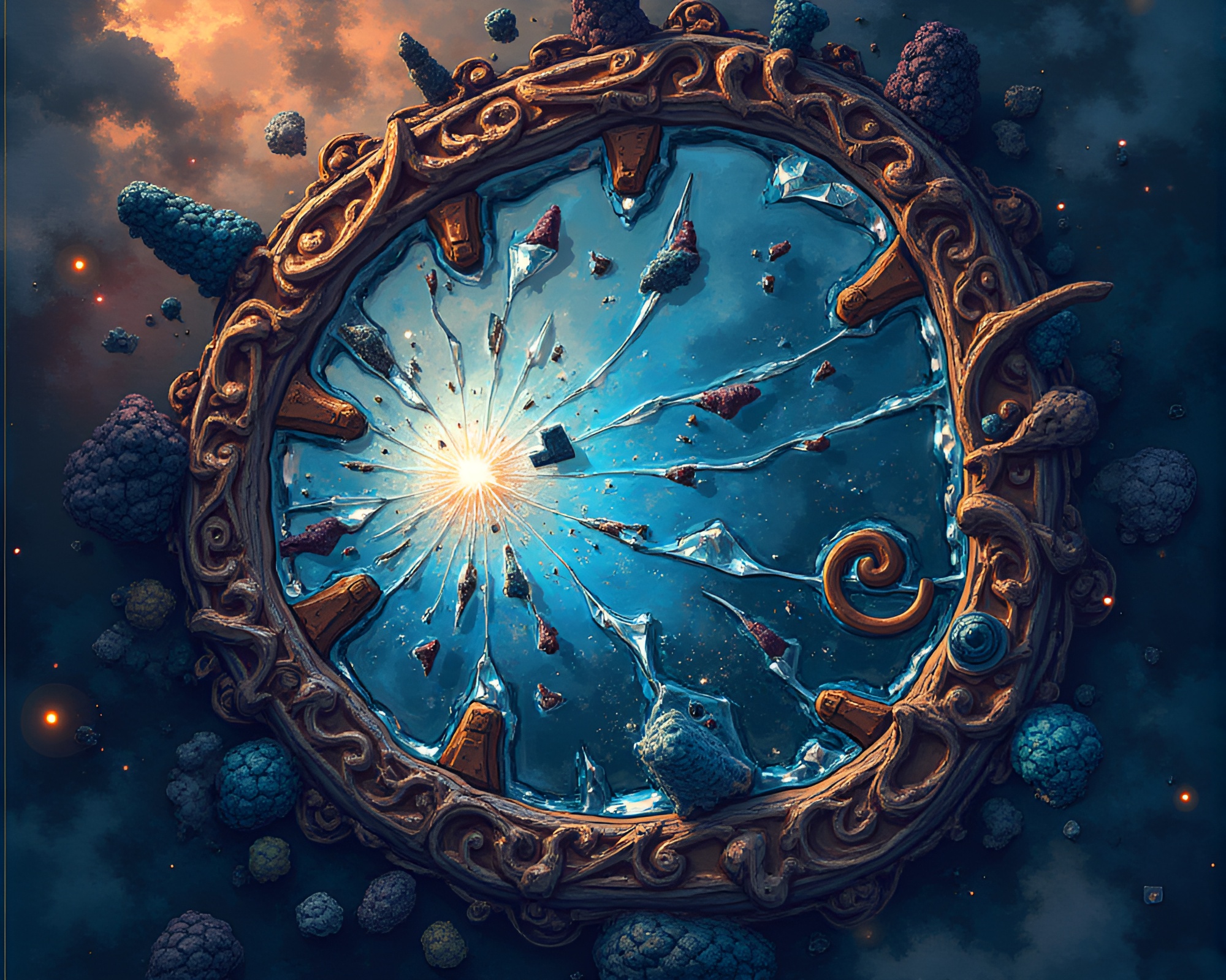 Dynamic Abstract Illustration of Shattered Mirror Reflections – free AI stock image
