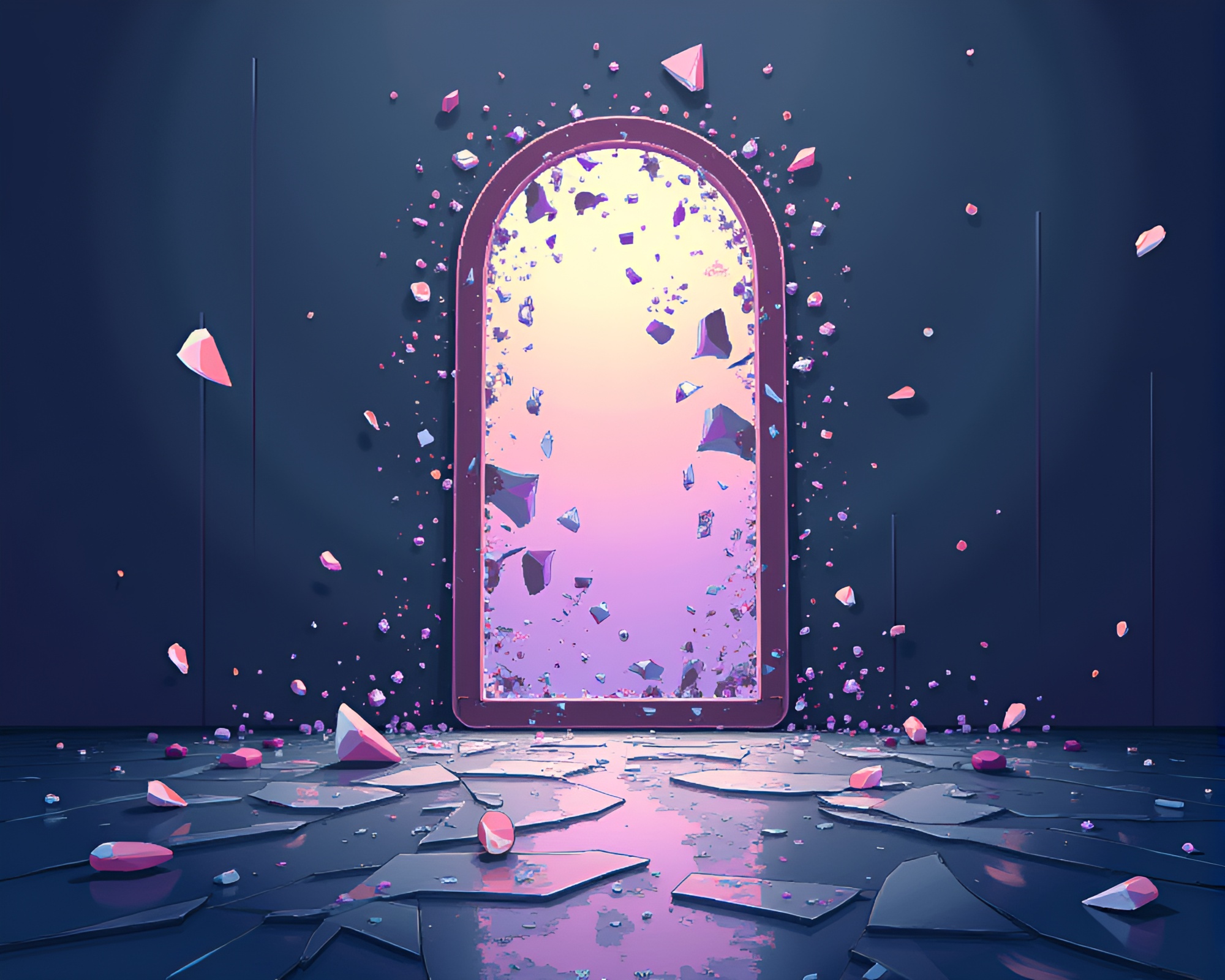 Serene Pixel Art Scene: Shattered Mirror Reflections – free AI stock image