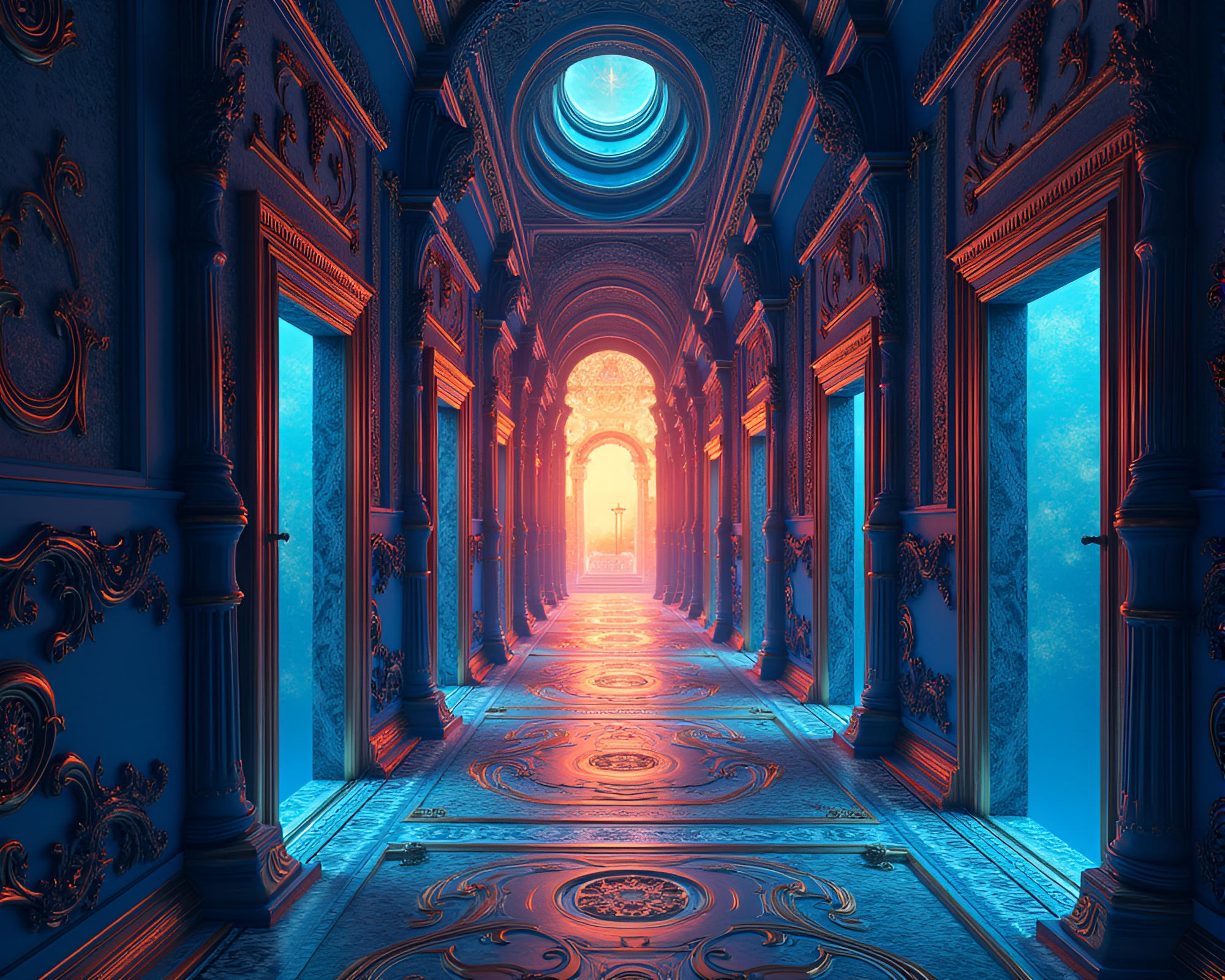 Enchanting Dreamworlds Unveiled Through Fantastic Doorway Maze – free AI stock image