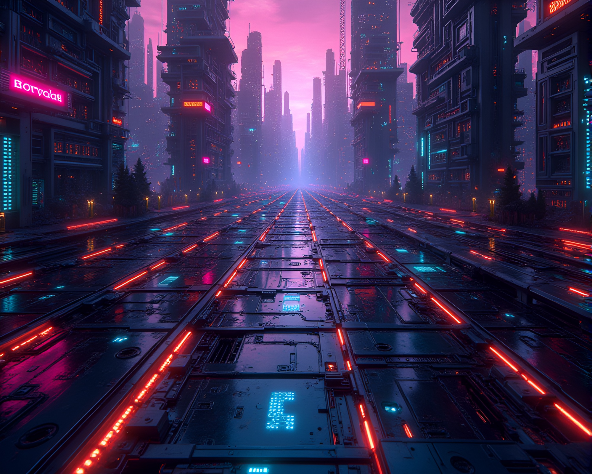 Futuristic Cityscape with Intricate Fractal Patterns and Utopian Grid – free AI stock image