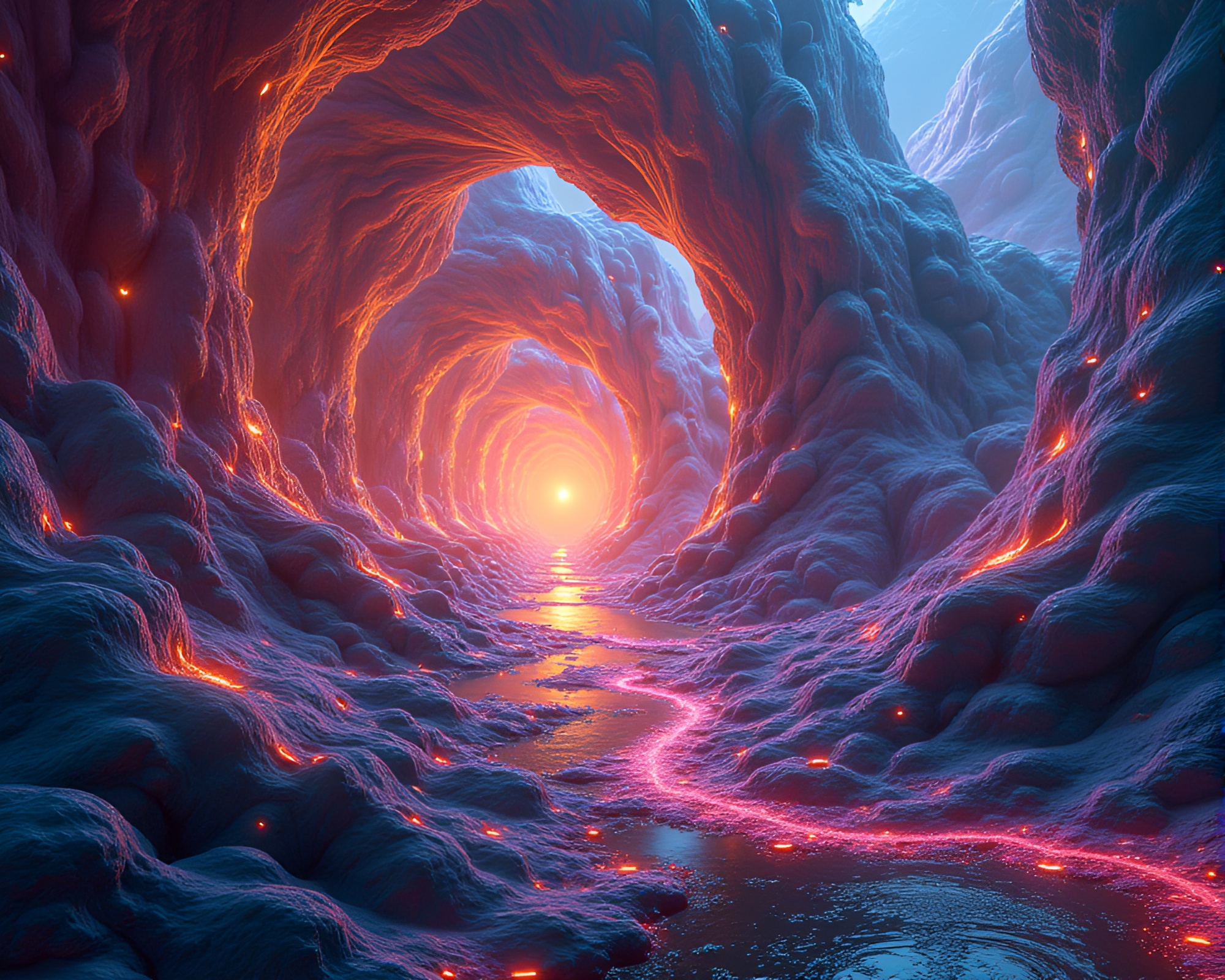 Colorful Fractal Geometric Landscape Illustrating Mathematical Beauty – free AI stock image