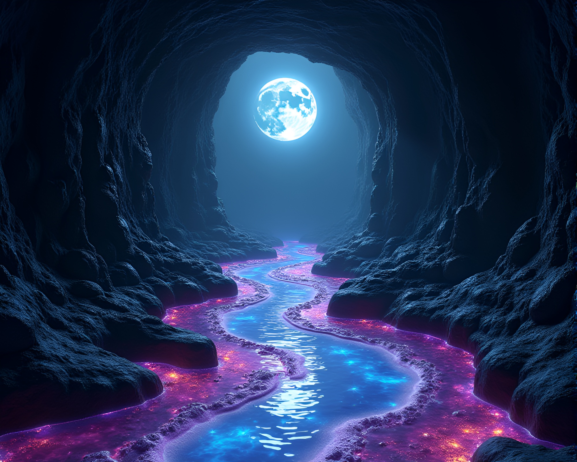 Enchanting Mercury Mosaic Reflecting Moonlight in Dim Chamber – free AI stock image