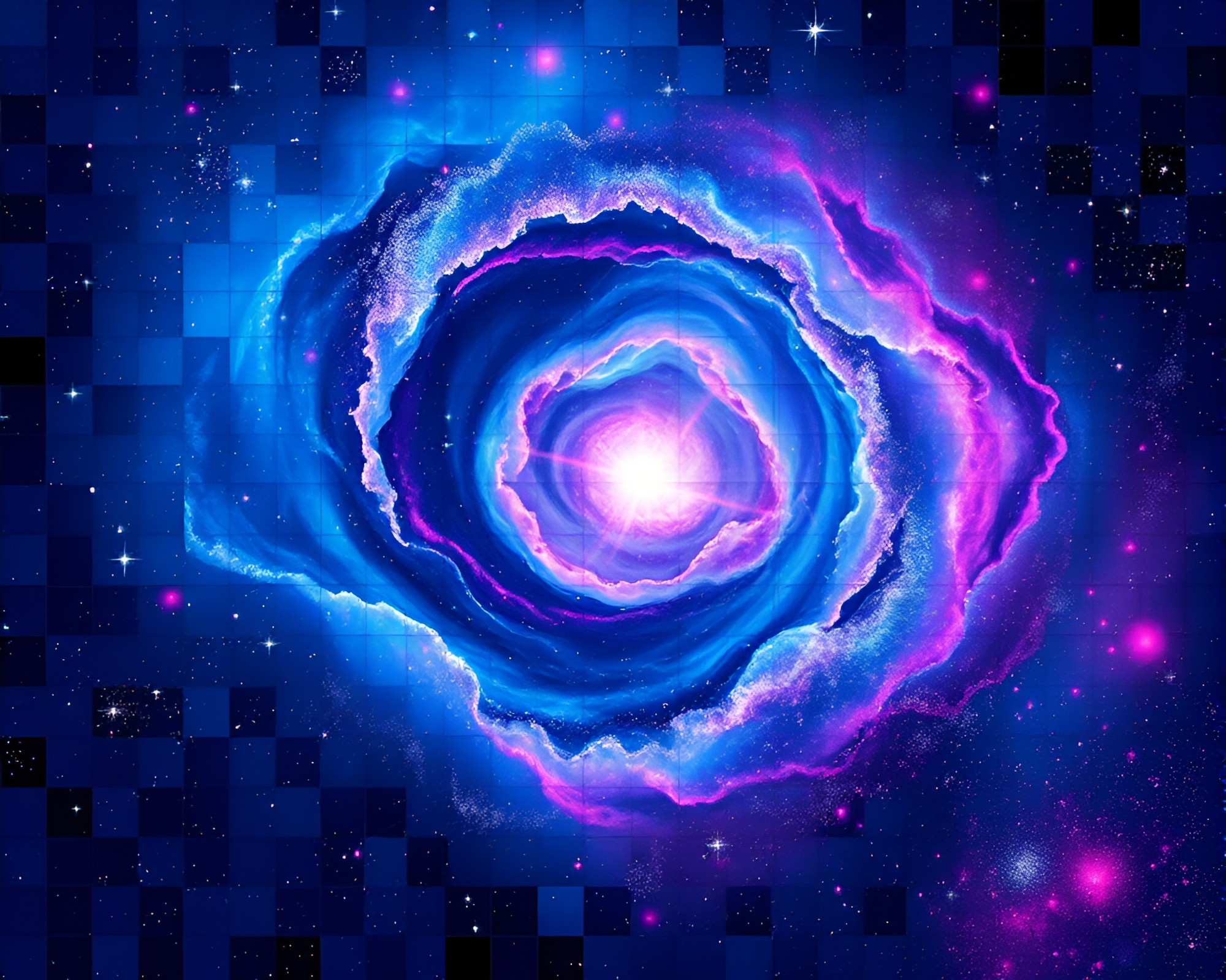 Mesmerizing Cosmic Nebula Swirl in Mosaic Tile Art – free AI stock image