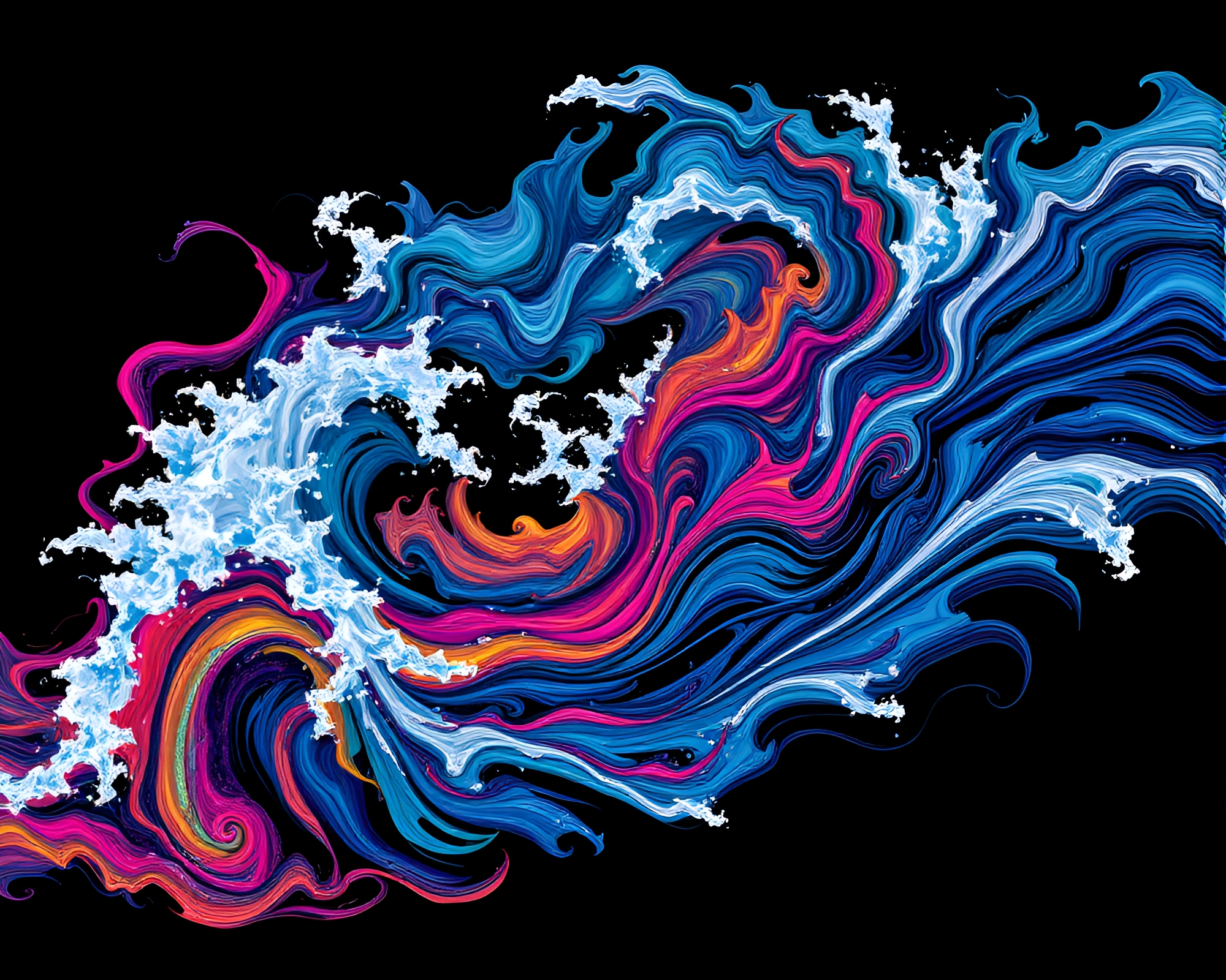 Vibrant Kinetic Ink Ocean Illustration – free AI stock image