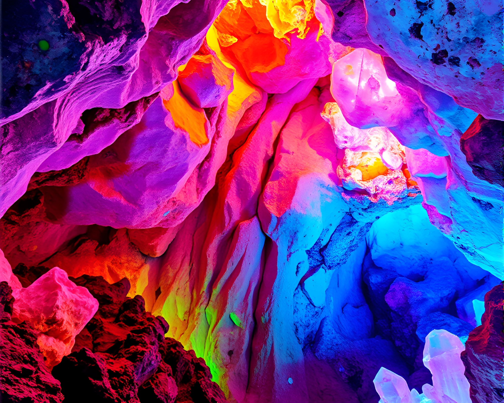 Mesmerizing Kaleidoscope of Vibrant Colors in Crystalline Cave – free AI stock image