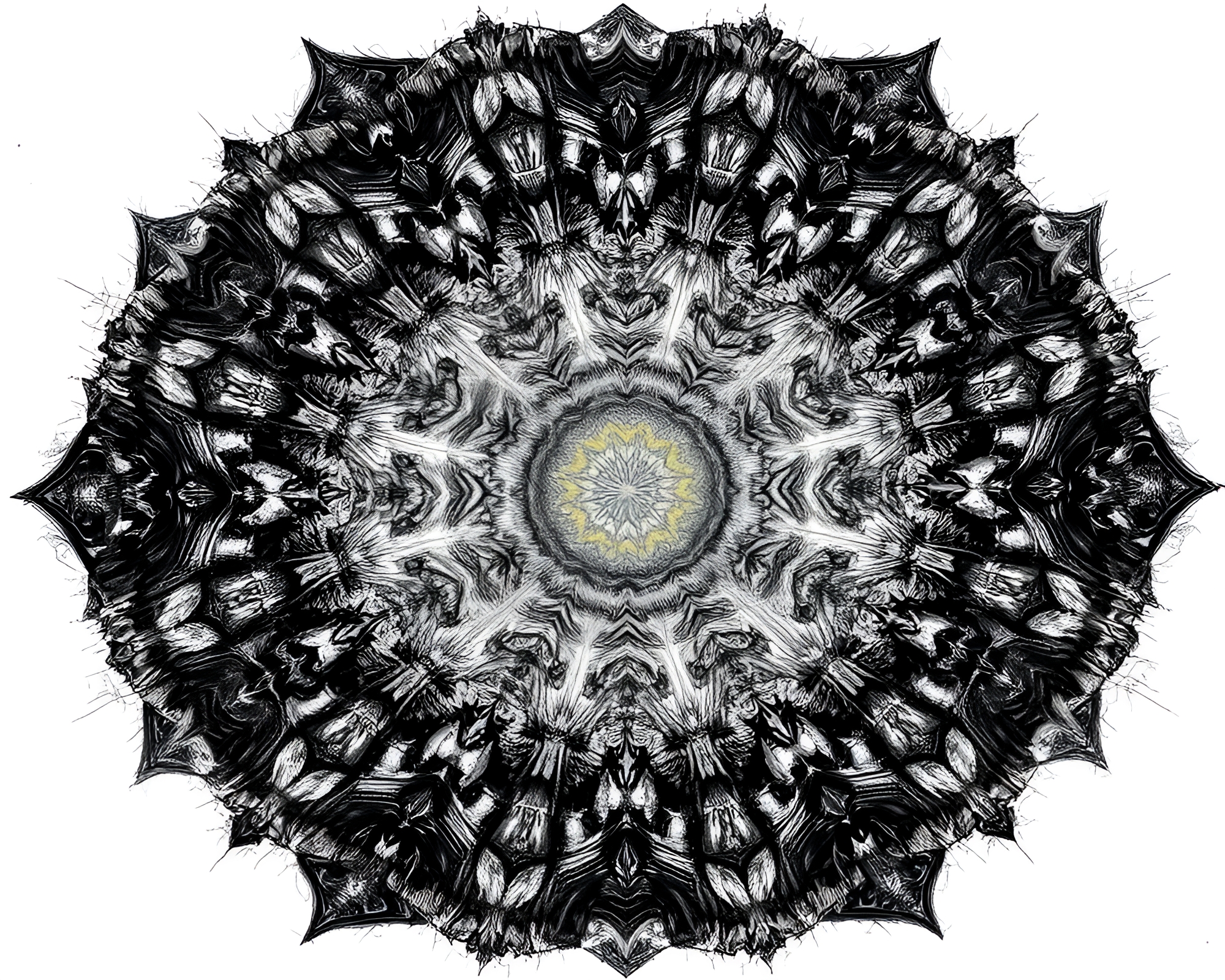 Intricate Kaleidoscopic Dimension in Charcoal Sketch – free AI stock image
