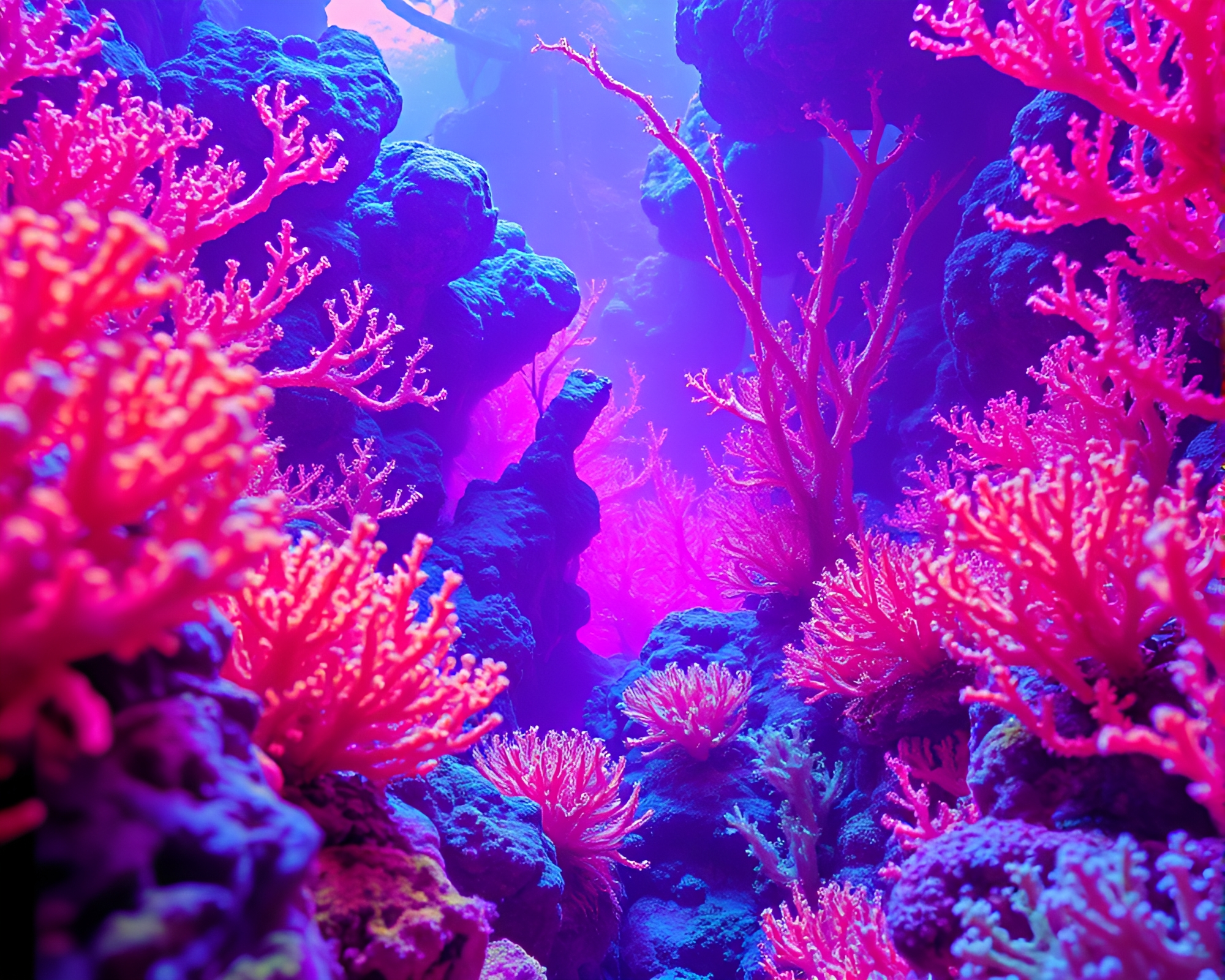 Alien Coral Forest Glowing in Neon Colors – free AI stock image