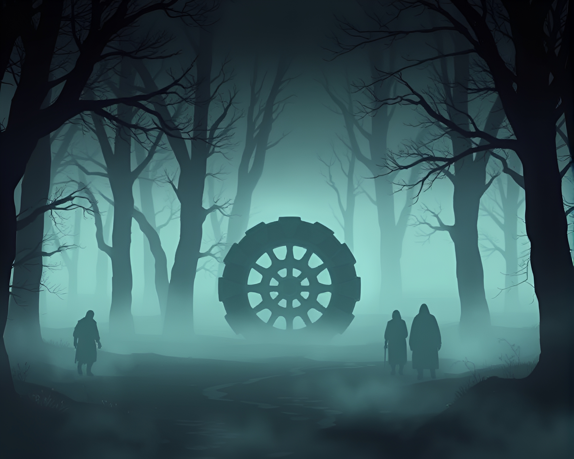 Ethereal Druidic Stone Circle in Misty Forest Concept Art – free AI stock image