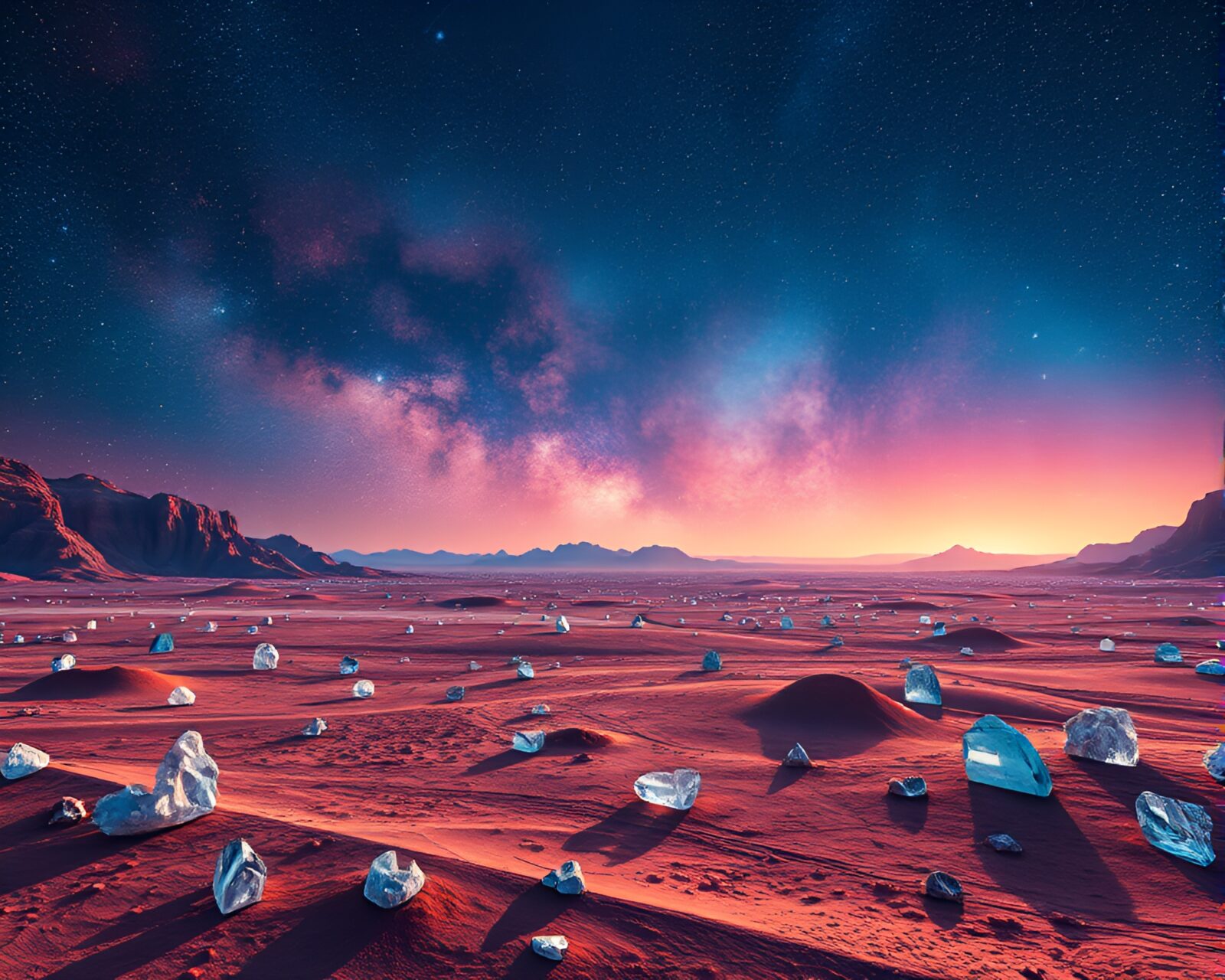Beautiful cosmic desert landscape in vector art style