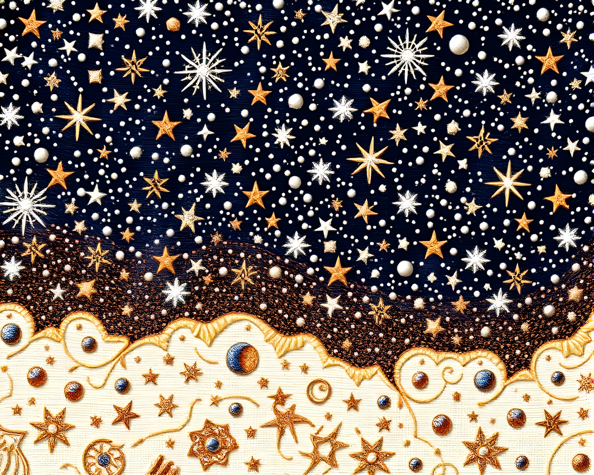 Futuristic Embroidered Starfield: Cosmic Elements and Intricate Designs – free AI stock image
