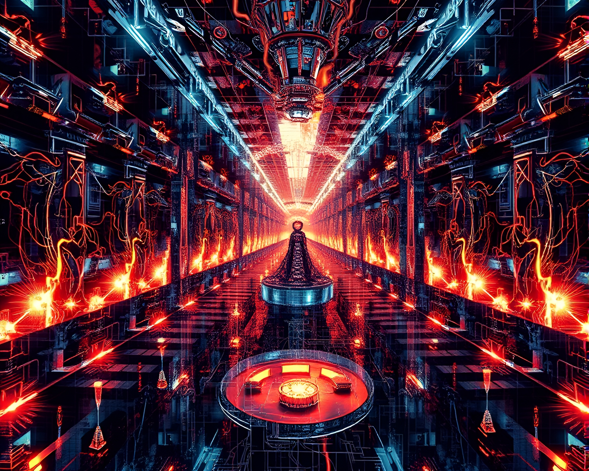 Surreal Cubist Mirror Labyrinth with Charged Energy – free AI stock image