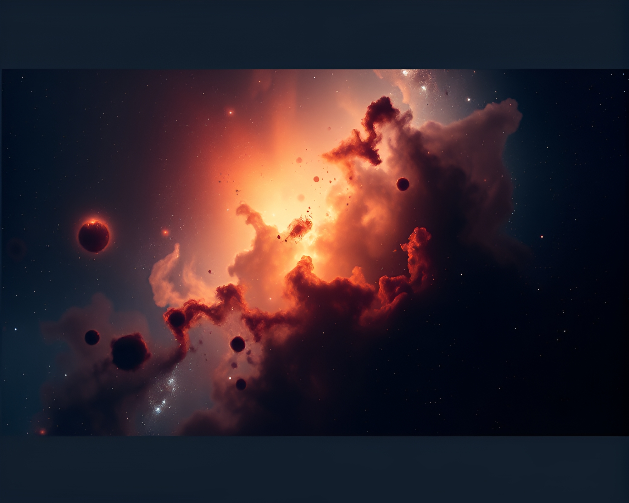 Celestial Nebula Shrouded in Deep Cosmic Shadows – free AI stock image