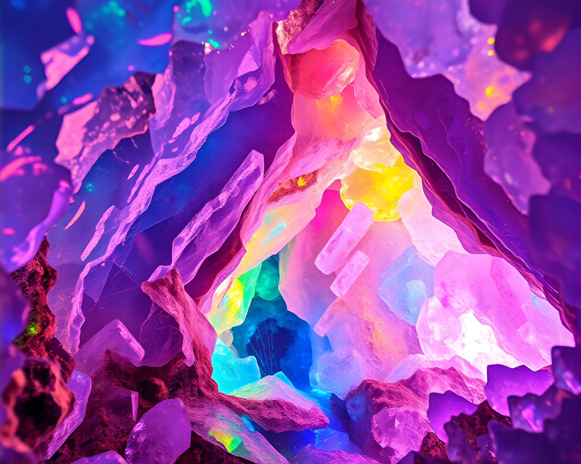 Vibrant Kinetic Acrylic Crystal Cavern Light Show – free AI stock image