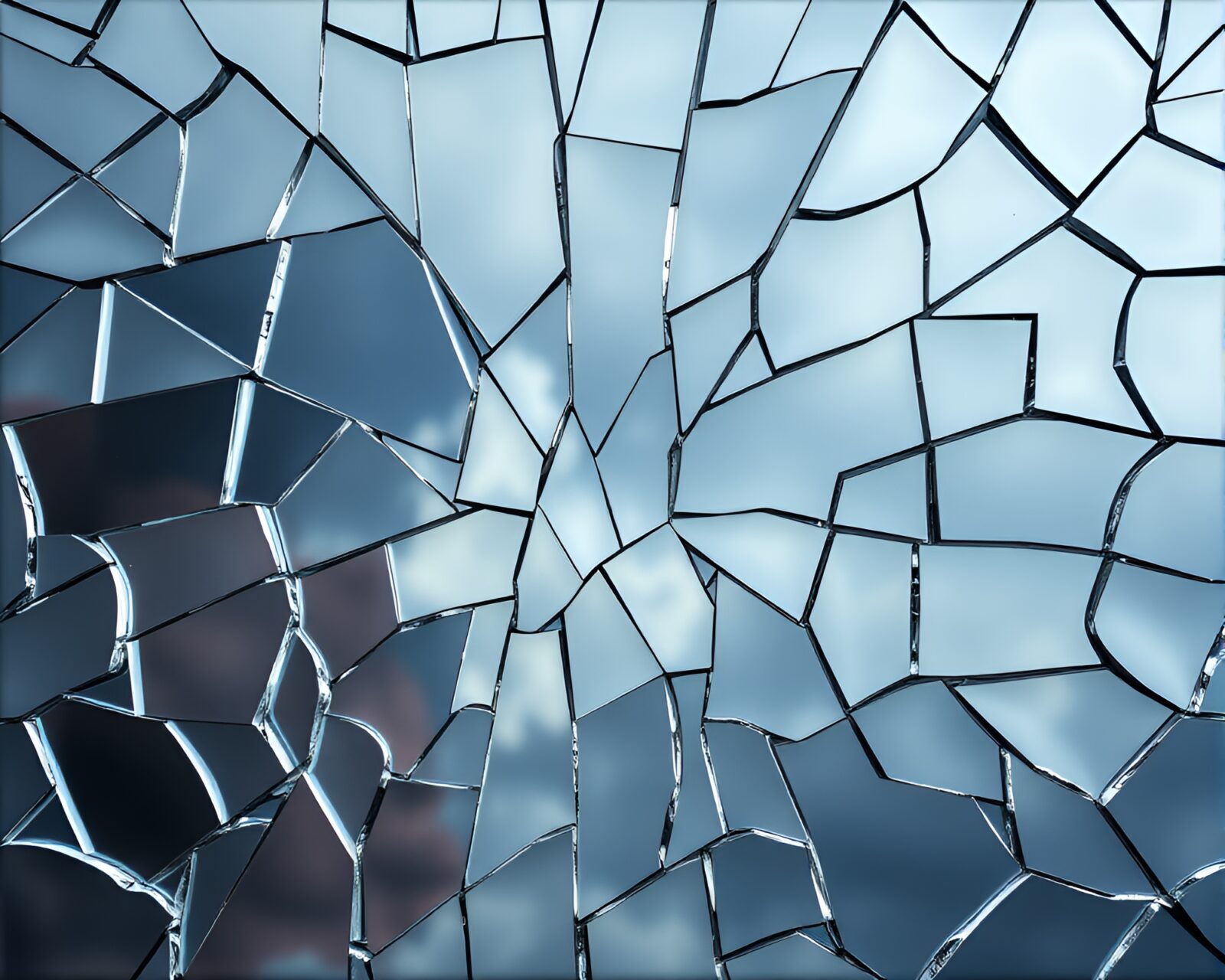 Mirror reflecting abstract art, blending sharp edges with soft colors