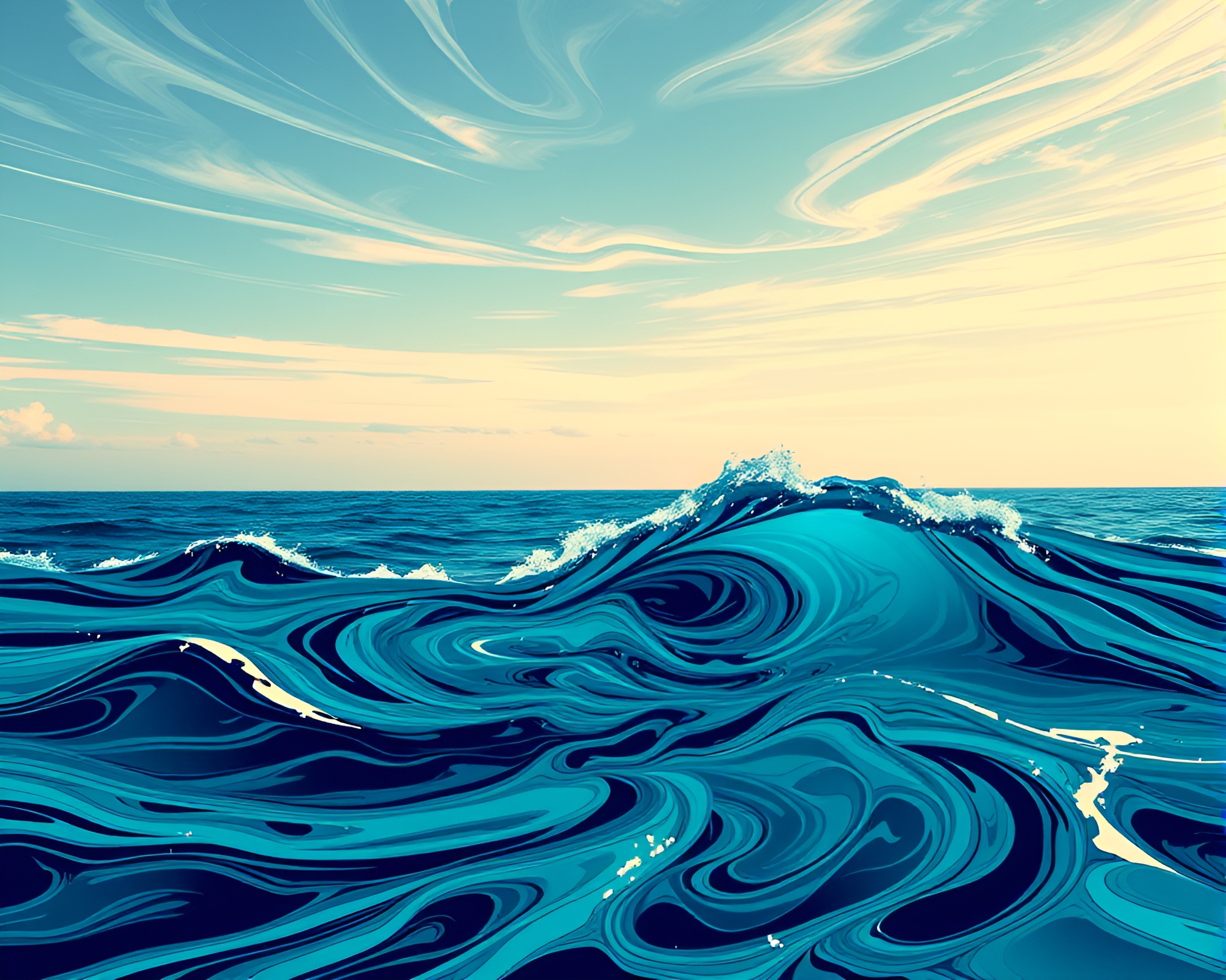 Colorful Pop Art Ocean Scene with Bold Lines – free AI stock image