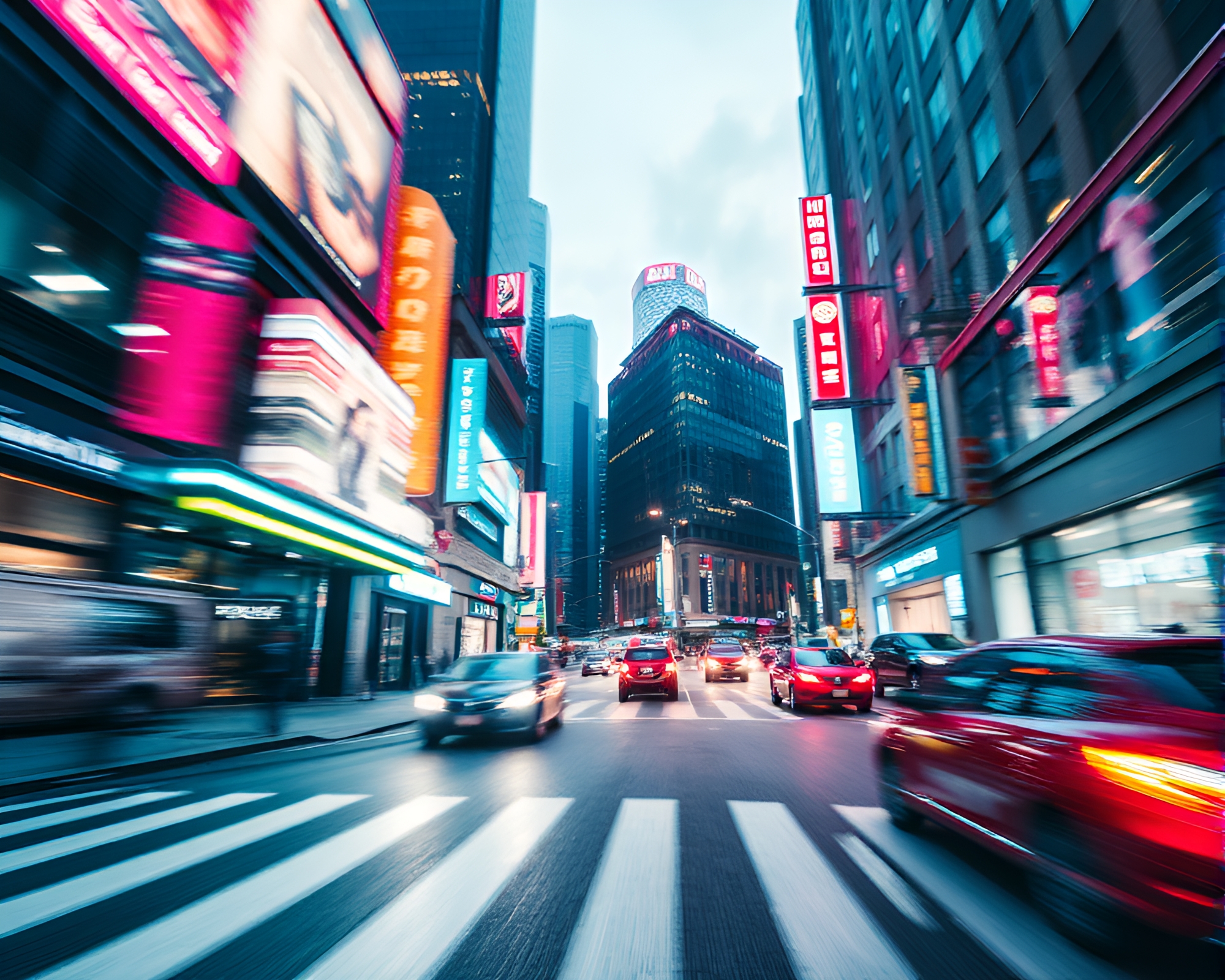 Vibrant Urban Time-lapse: Neon Lights in Motion – free AI stock image
