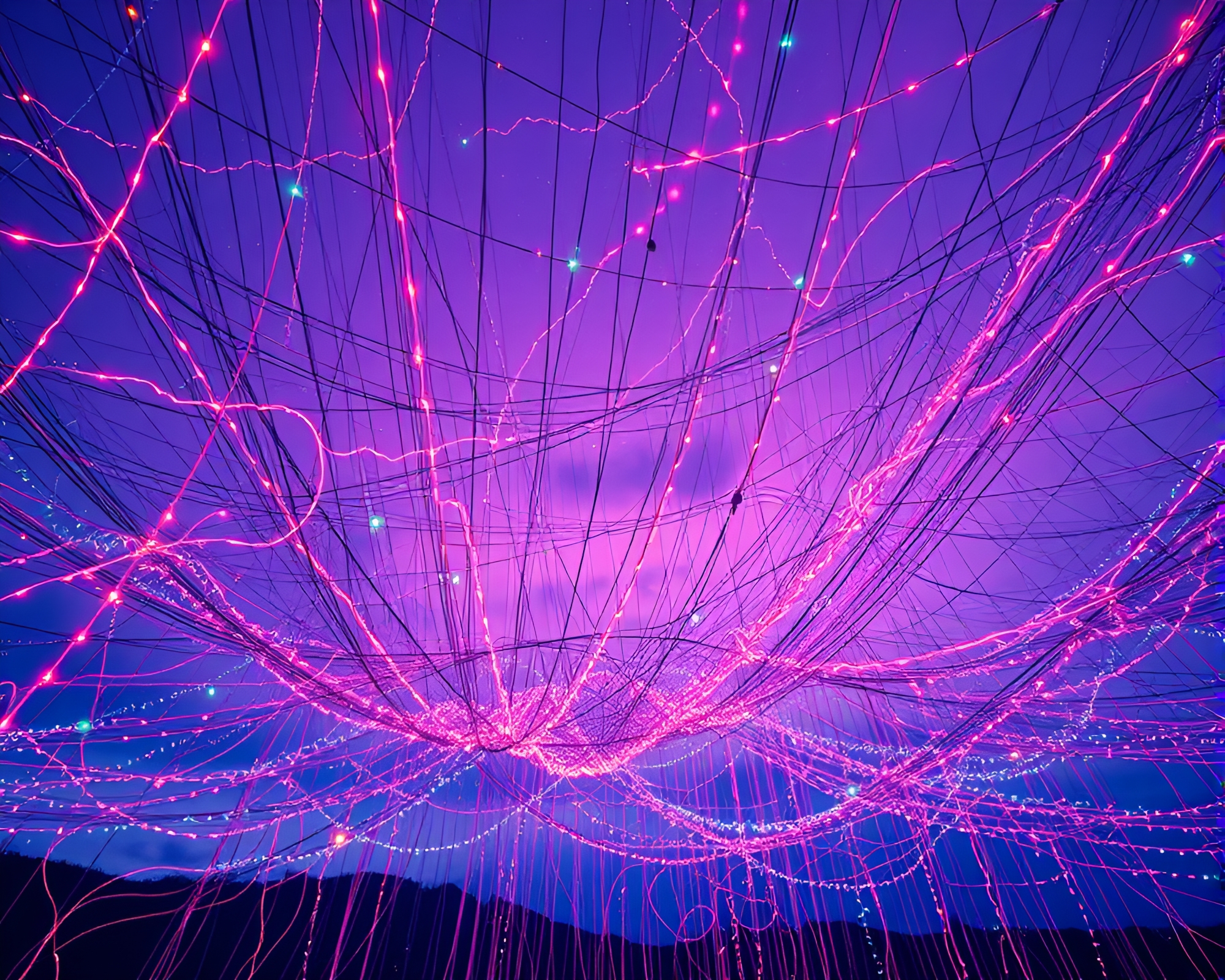 Celestial Neon Tapestry in Twilight Sky – free AI stock image