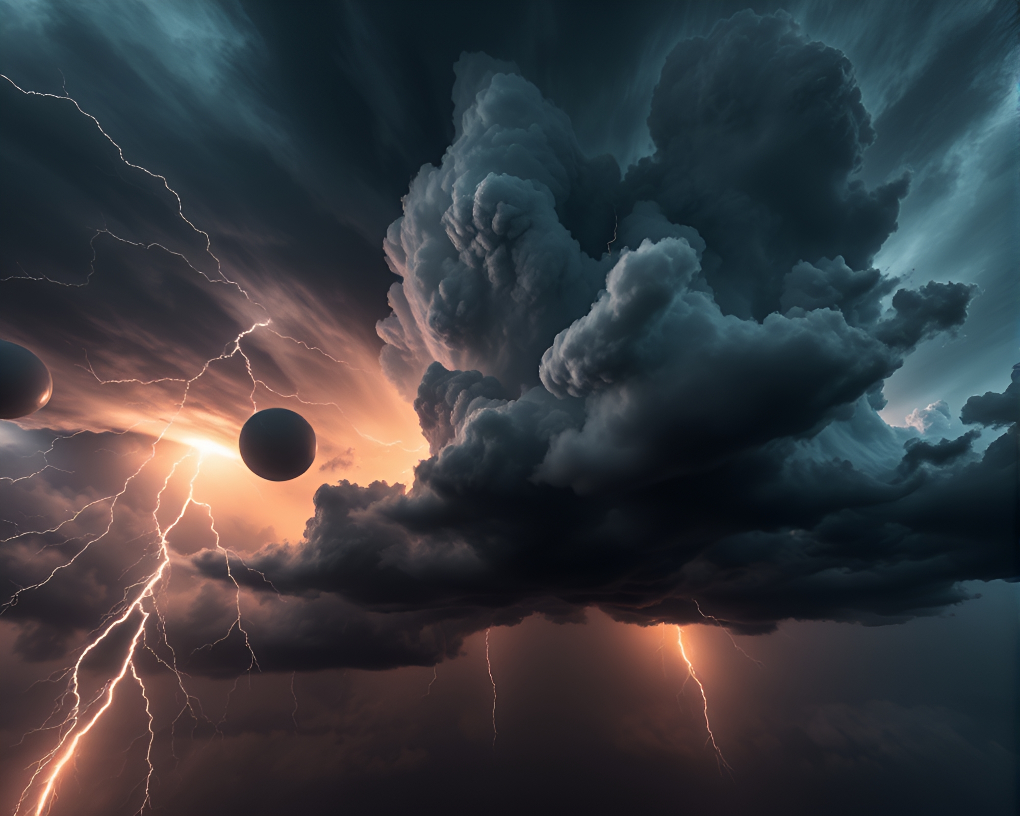 Eerie 3D Stormfront with Crackling Lightning – free AI stock image