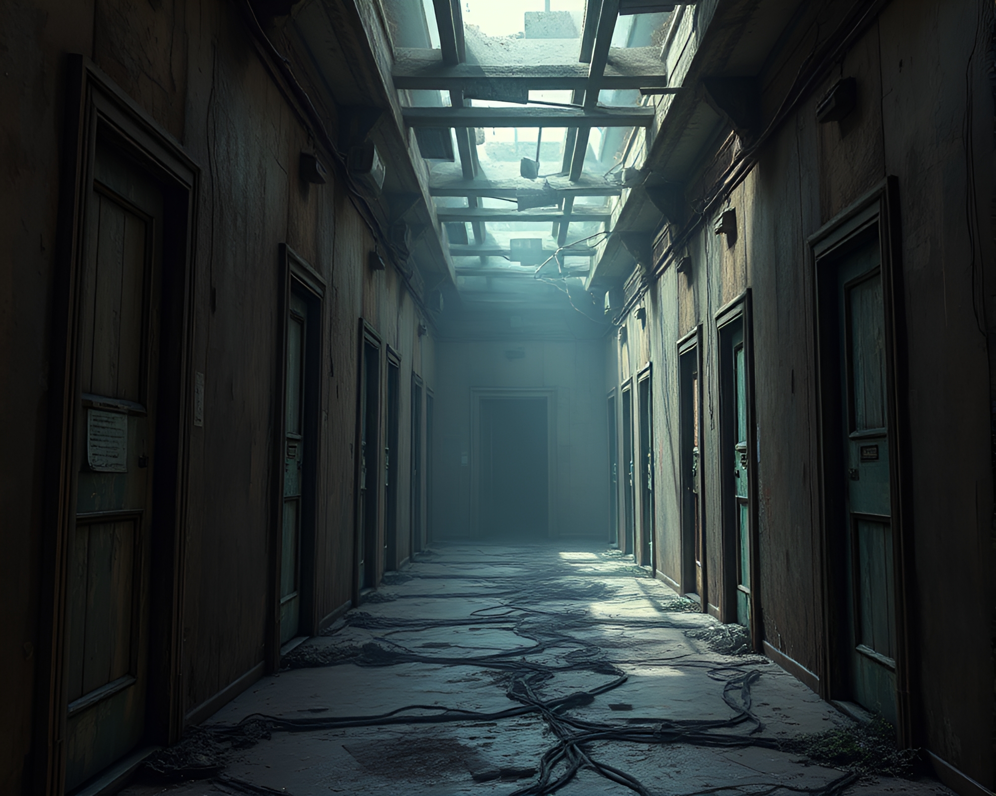 Post-Apocalyptic Labyrinth in Digital Matte Painting – free AI stock image
