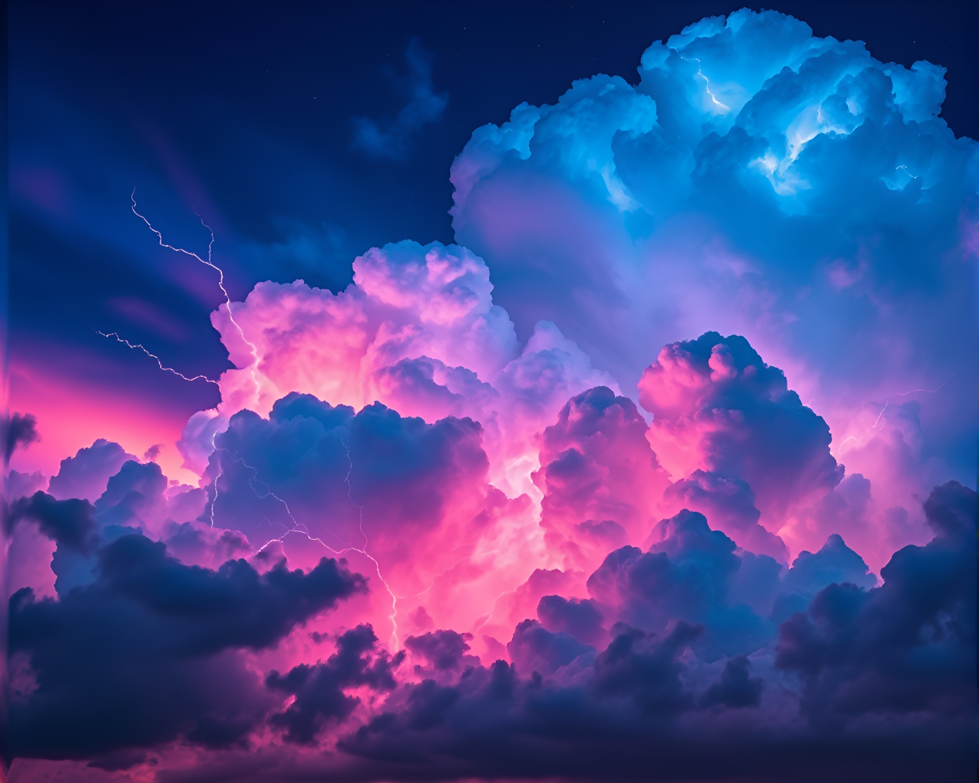 Colorful Ethereal Cloudscape Illuminated by Lightning Display – free AI stock image