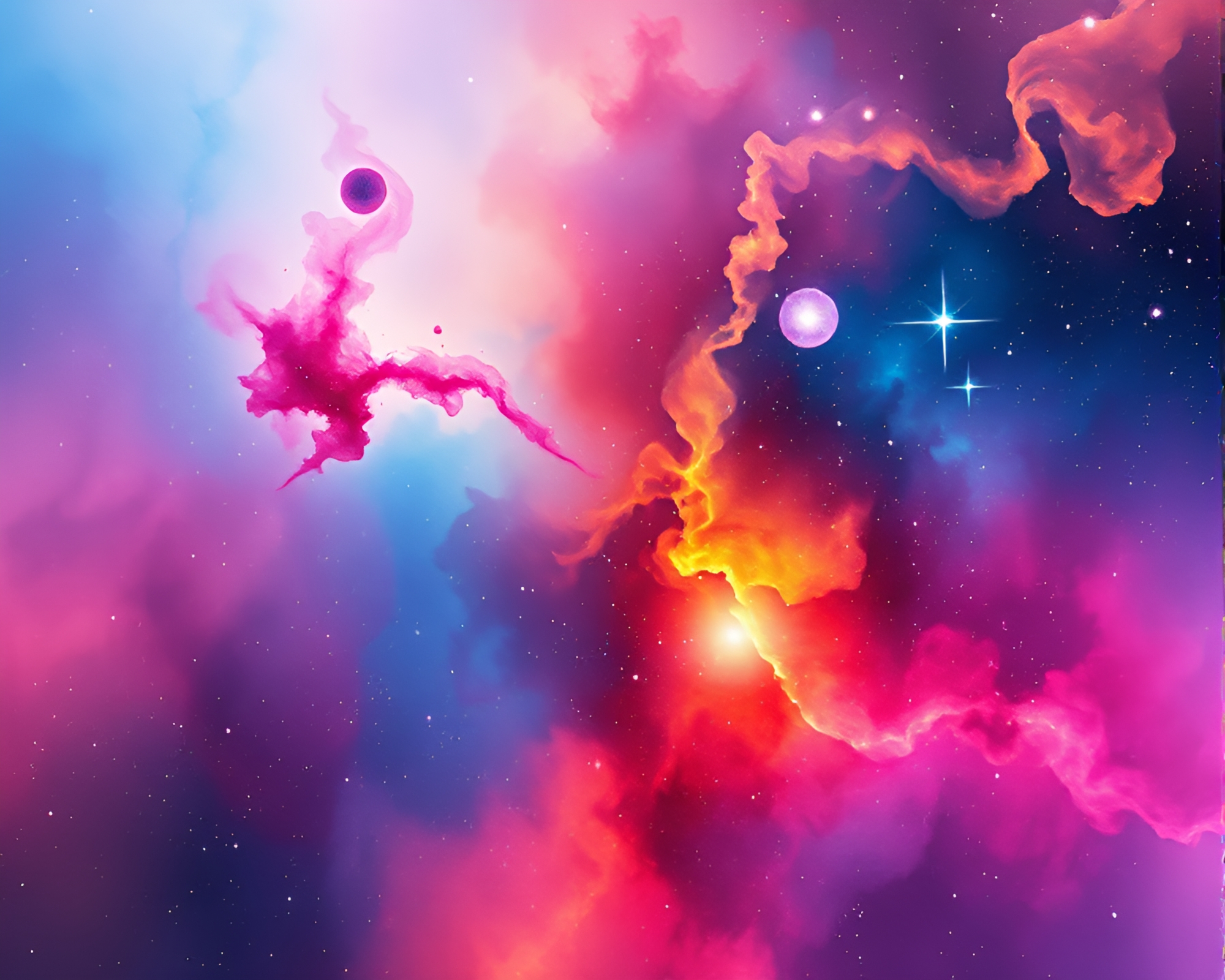 Harmonious Cosmic Nebula Watercolor Splash Illustration – free AI stock image