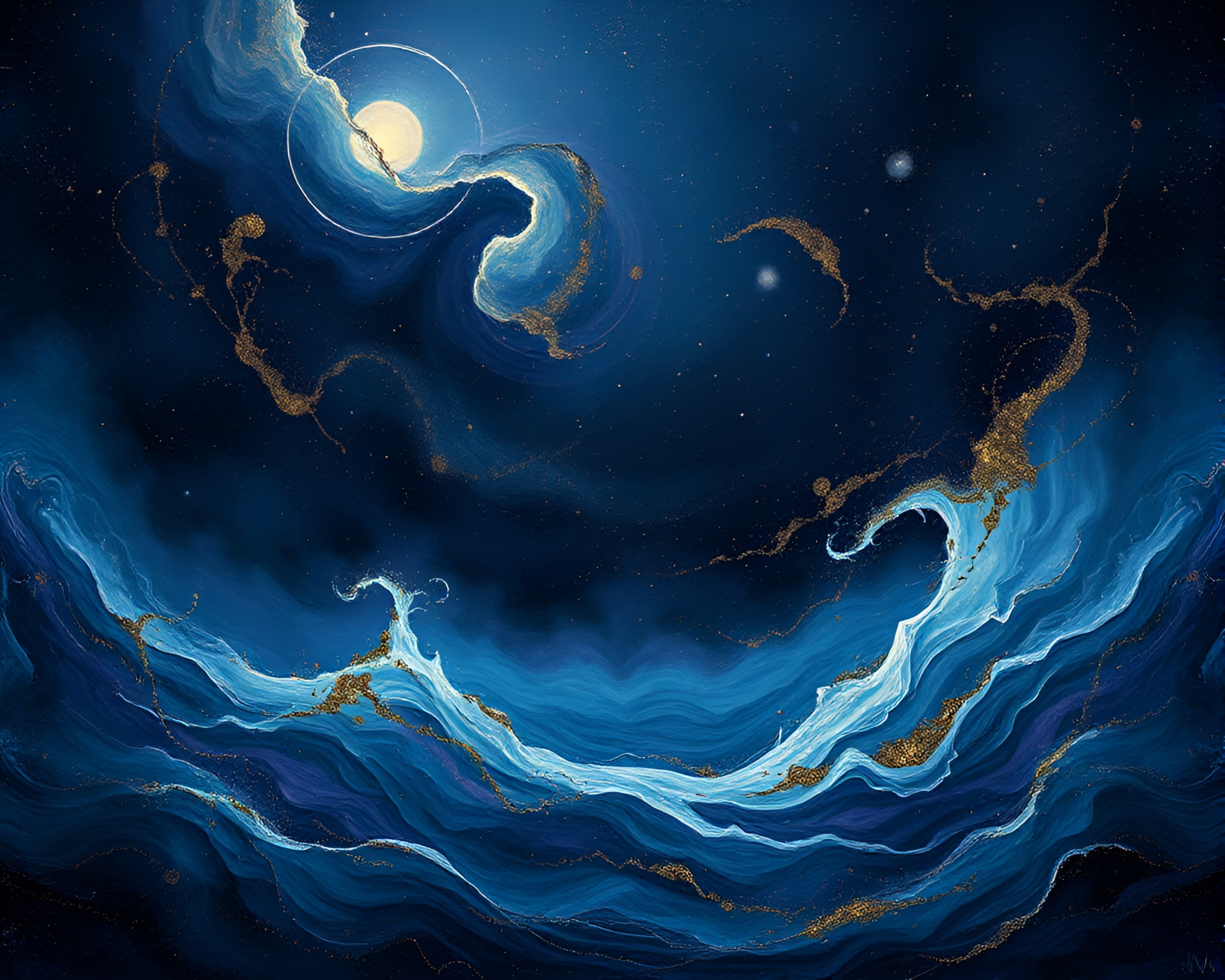 Ethereal Cosmic Ocean: Somber Abstract Art – free AI stock image