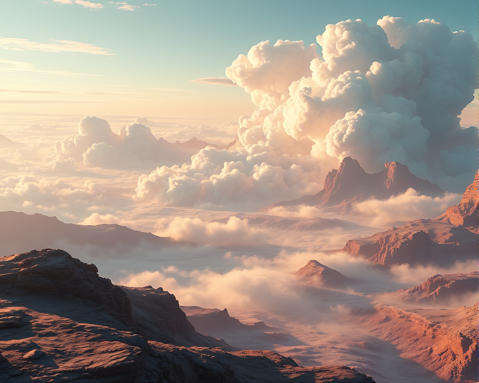 Iron-Cloud Sky: A Futuristic Landscape Masterpiece – free AI stock image