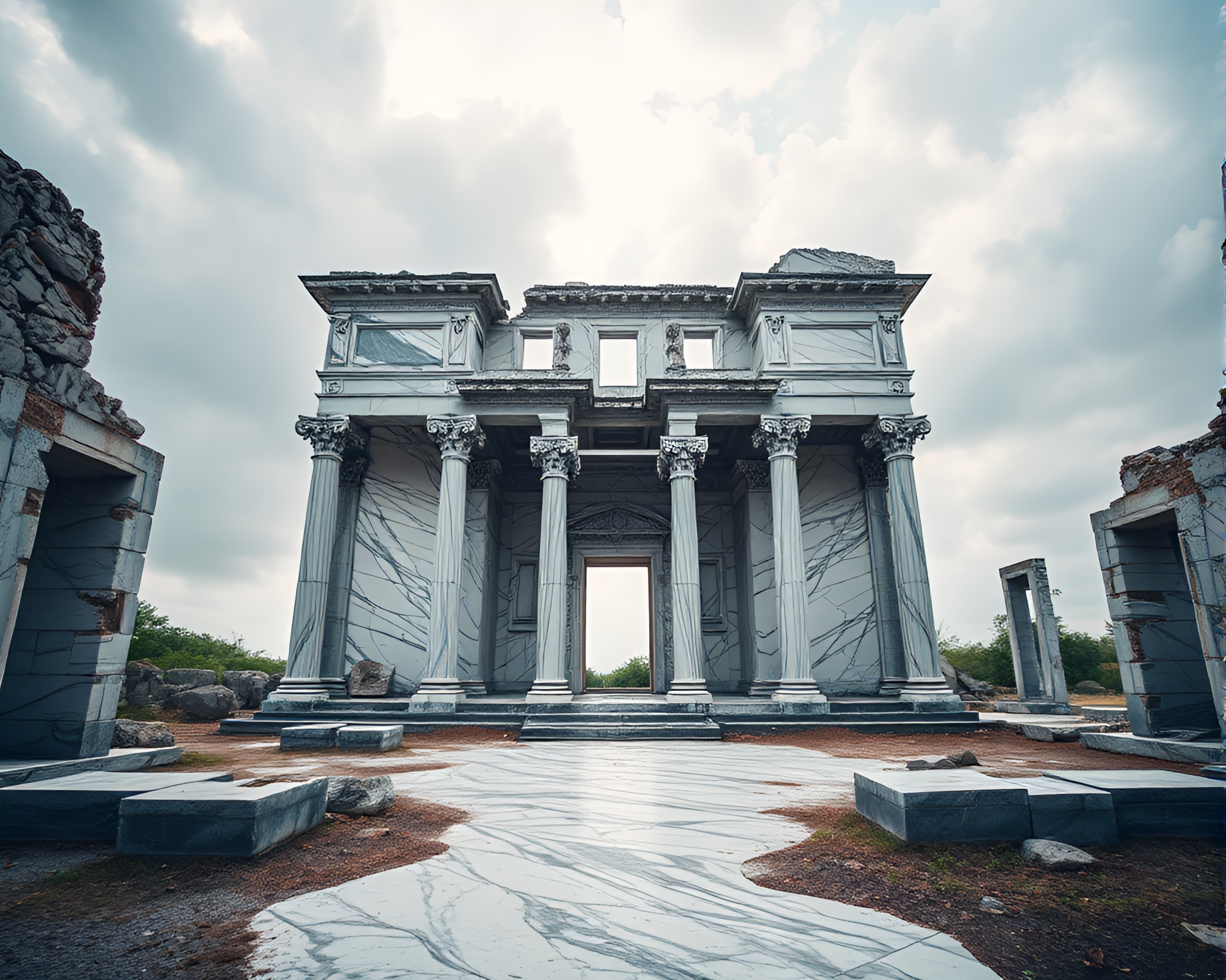 Melancholic Marble Palace Ruins in Stunning Stock Photo – free AI stock image